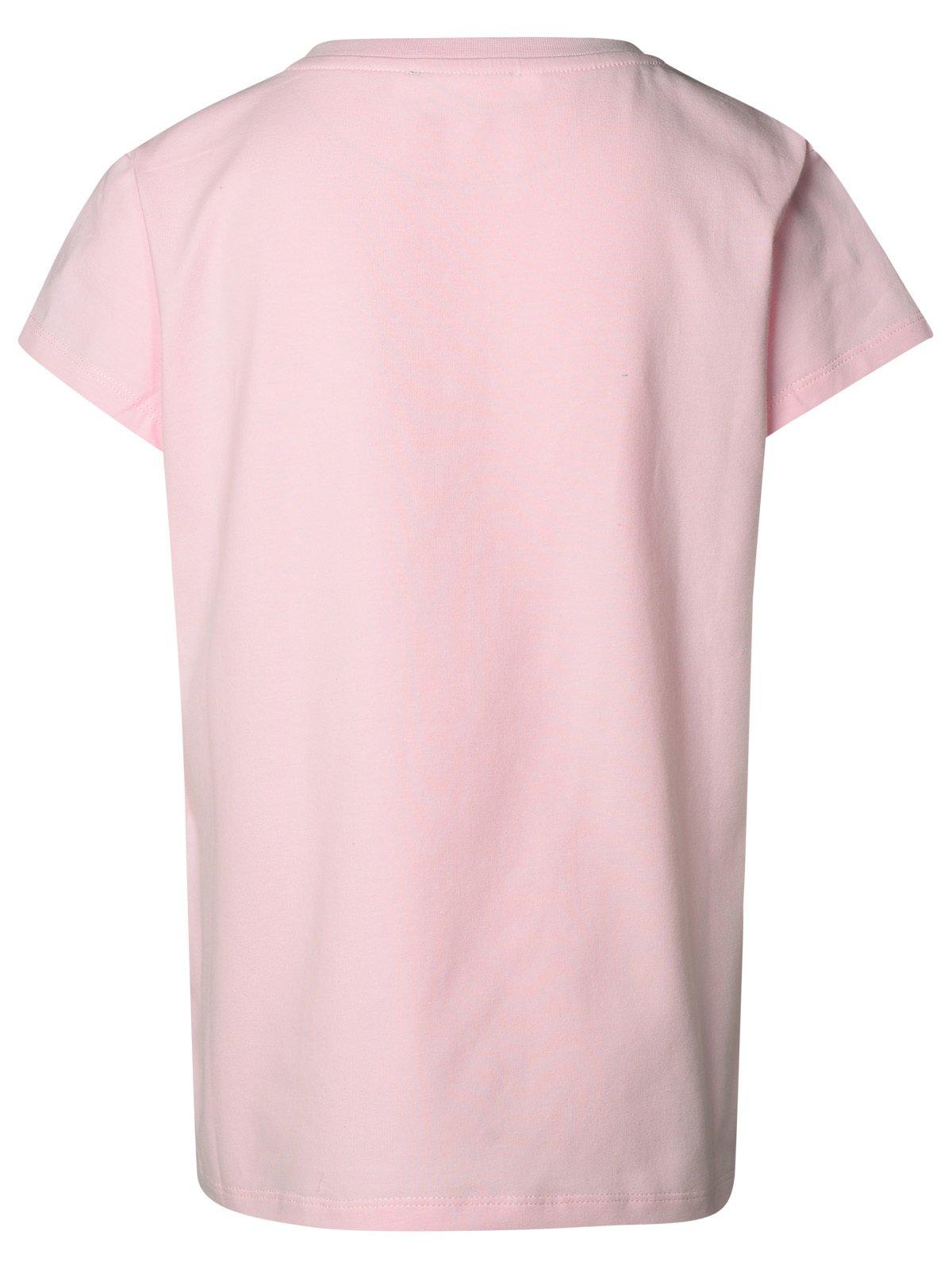 Shop Balmain Logo Lettering Crewneck T-shirt In Pink