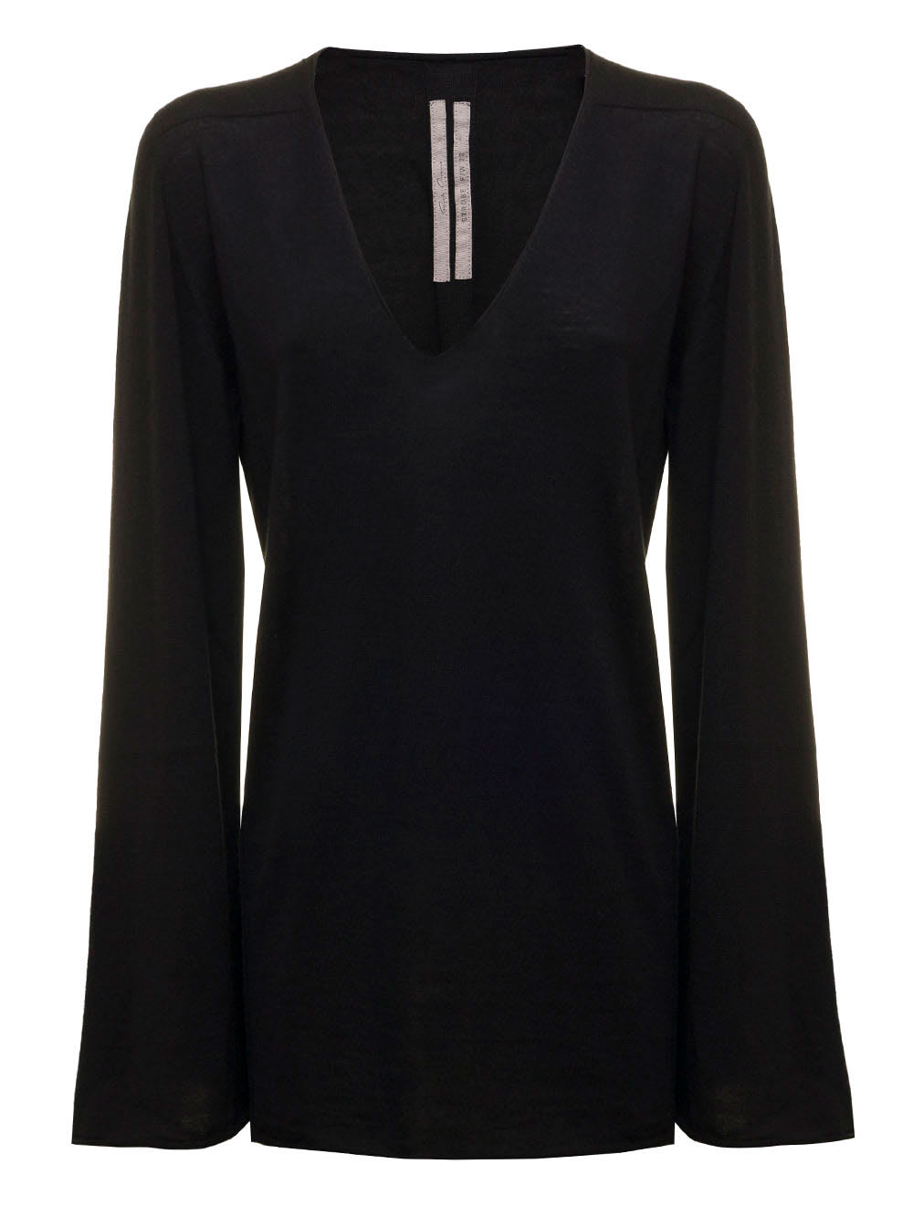 Rick Owens Womans Black Wool Toga Sweater With Wide Long Sleeves