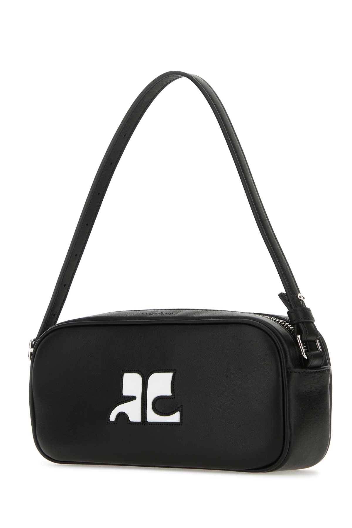 Shop Courrèges Black Leather Rã©ã©dition Shoulder Bag