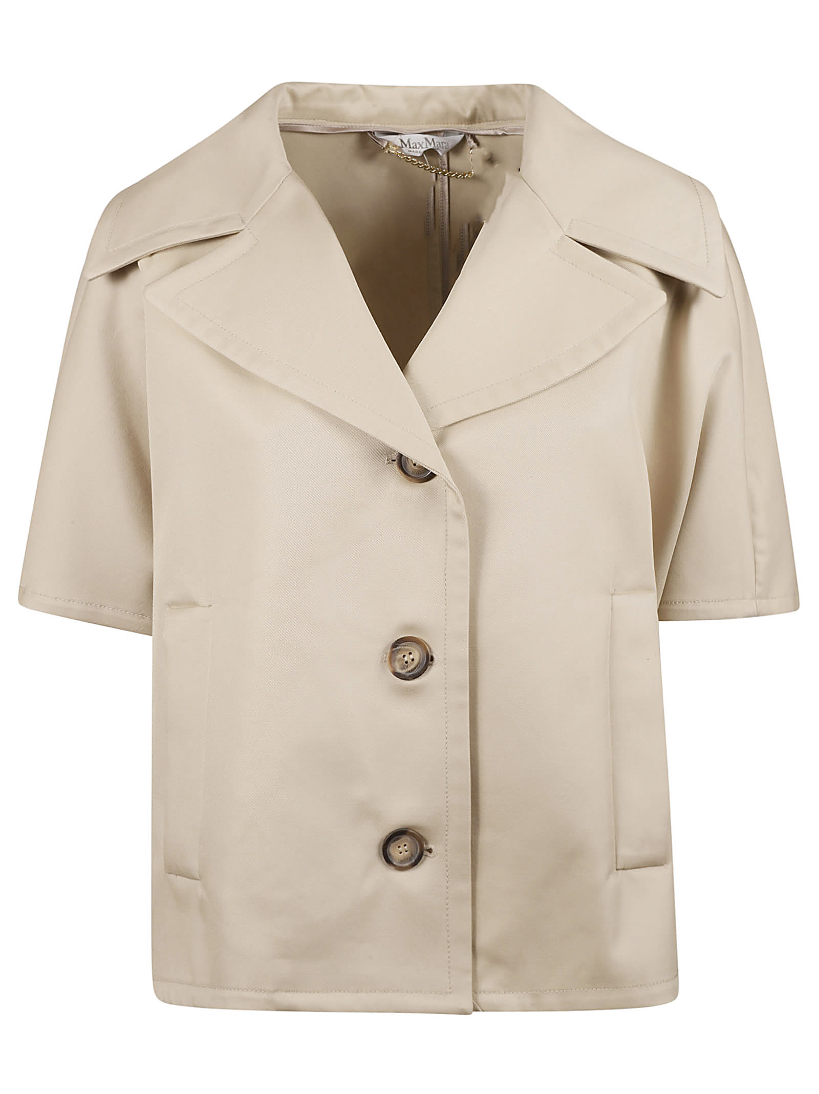 Shop Max Mara Short-sleeved Buttoned Jacket In Camel