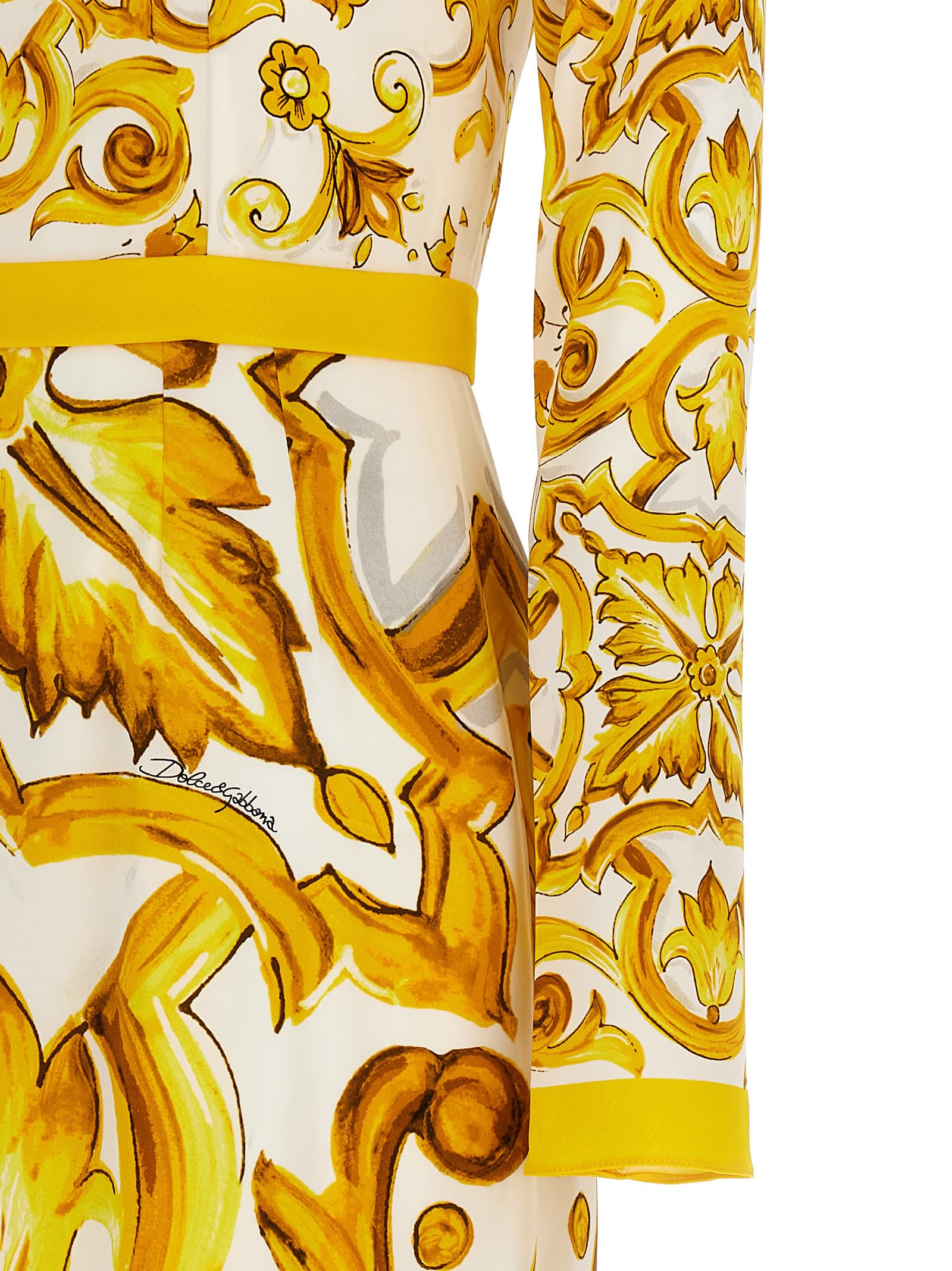 Shop Dolce & Gabbana Maiolica Dress In Yellow