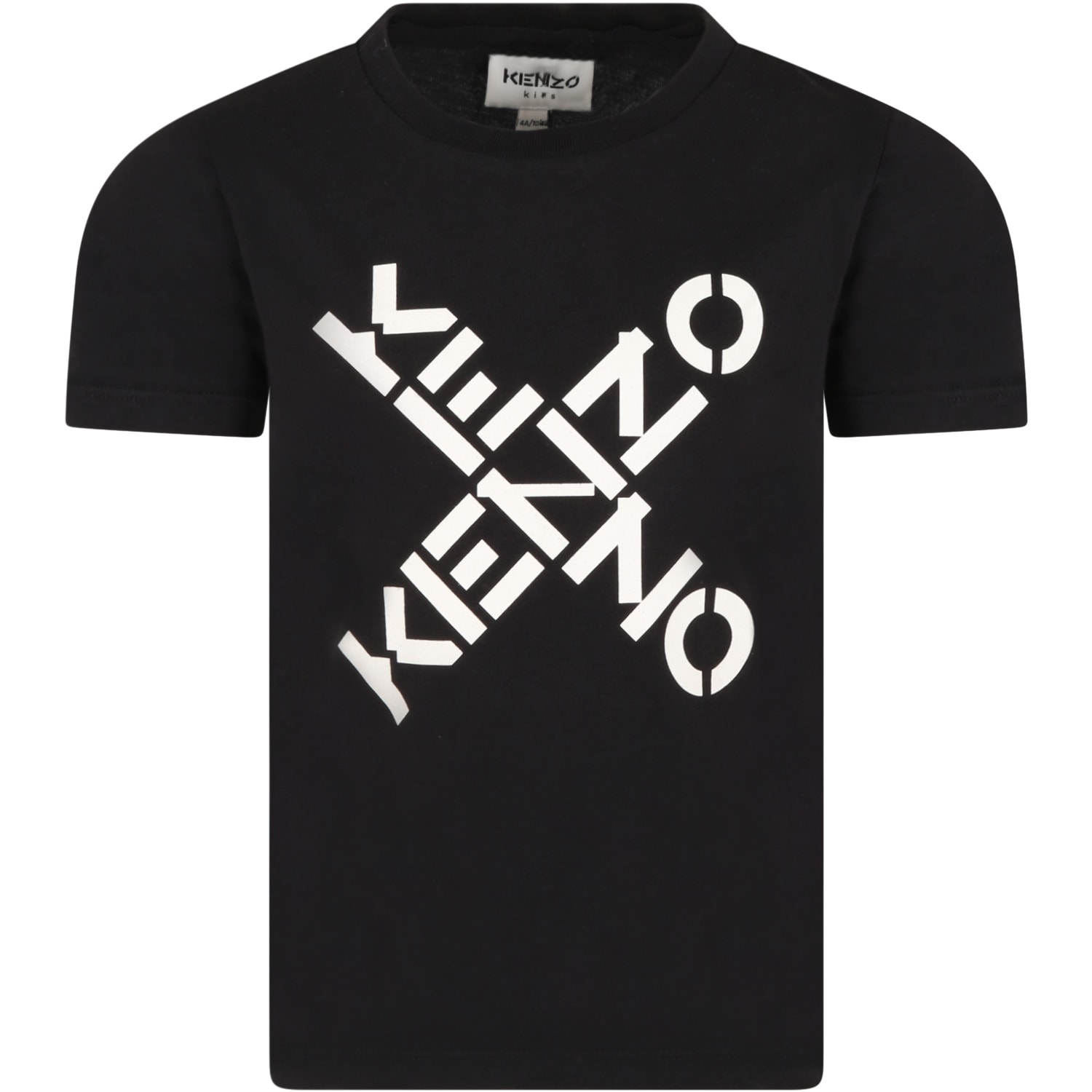 Kenzo Kids Black T-shirt For Kids With Logos