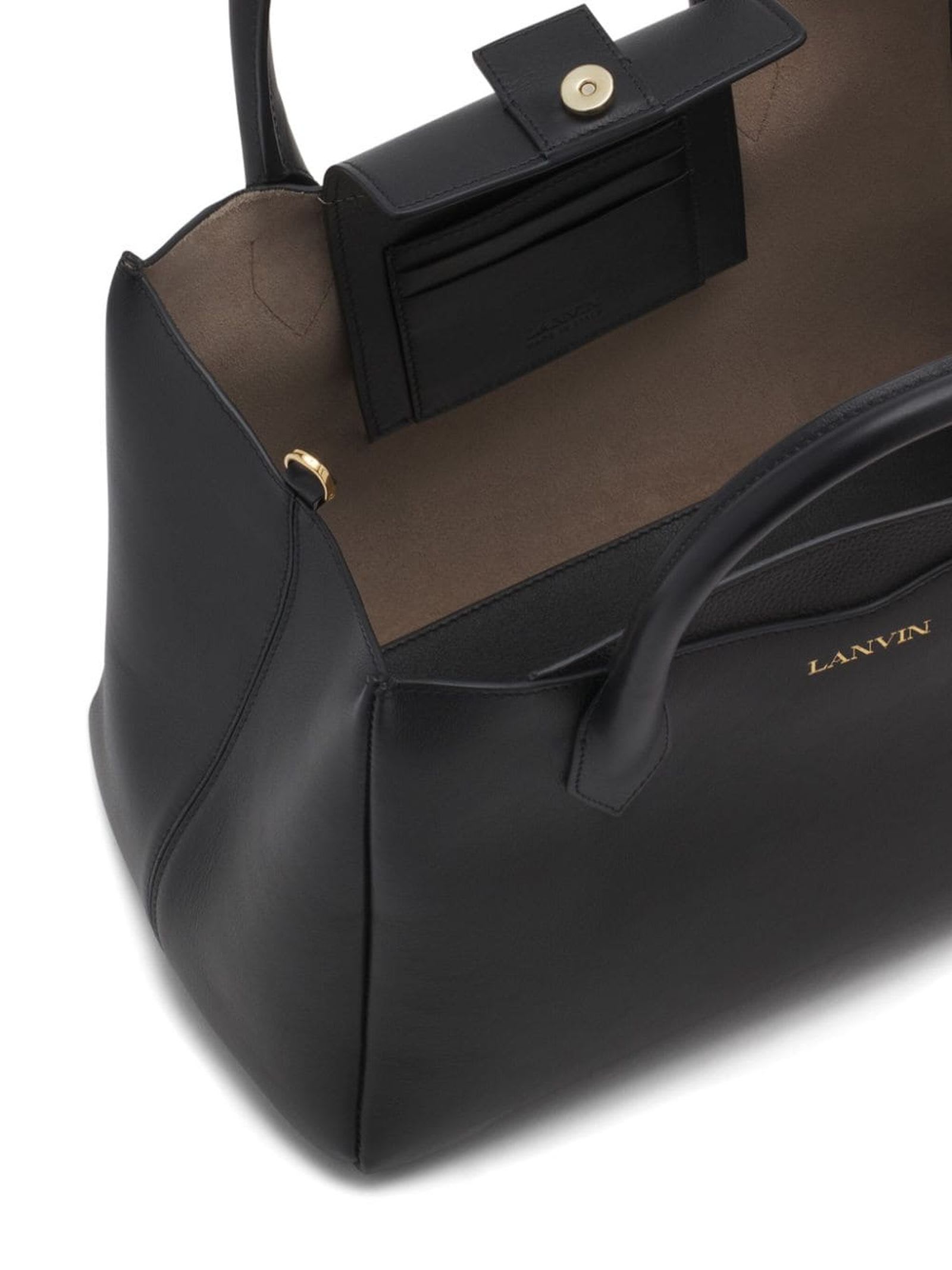 Shop Lanvin Black Calf Leather Tote Bag