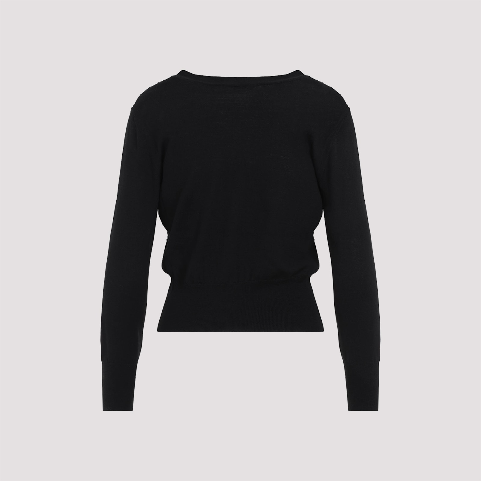 Fabiana Filippi V-neck Wool Blend Cardigan With Front Sequins Detail In Black