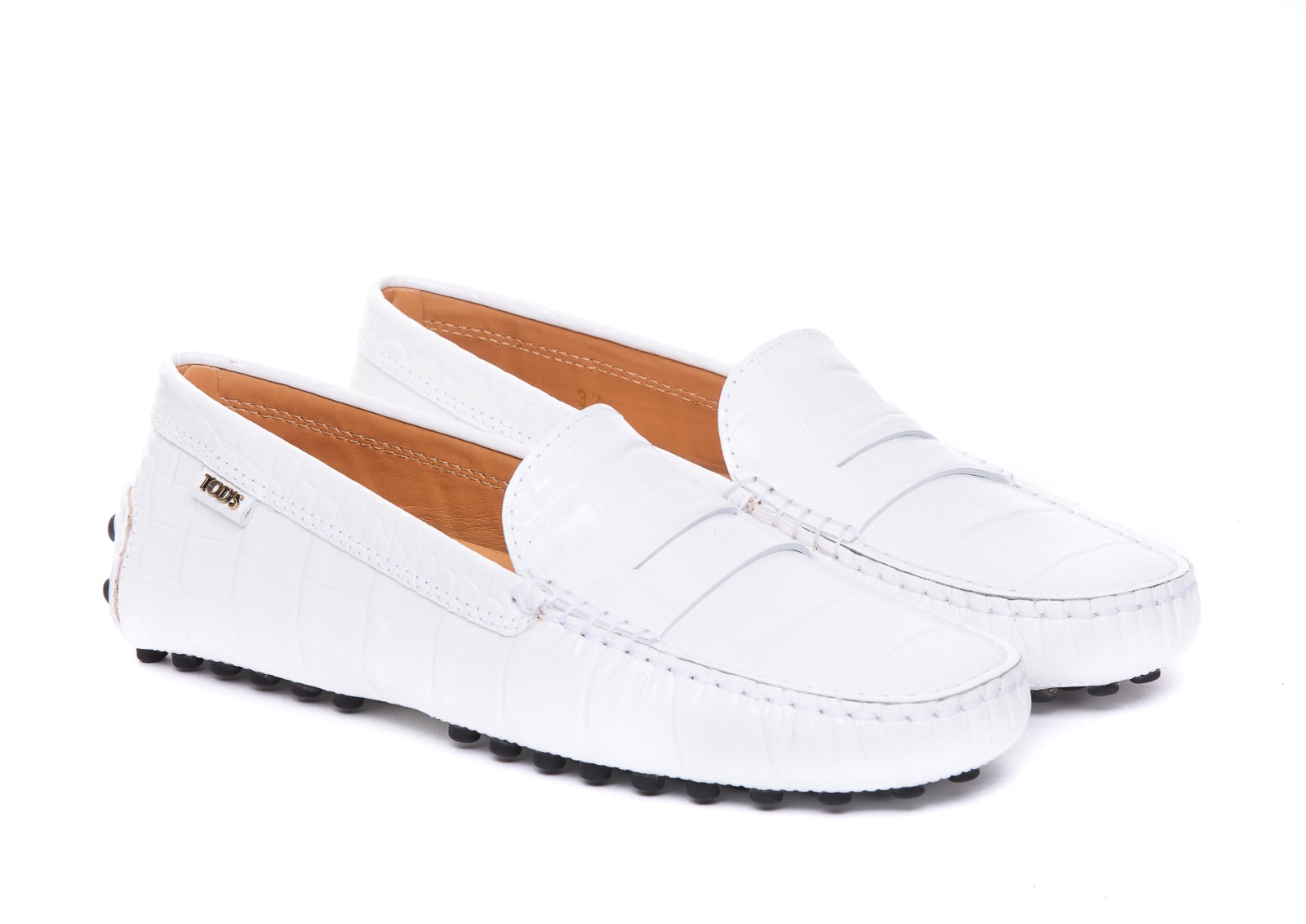 Shop Tod's Gommino Driving Shoes In White