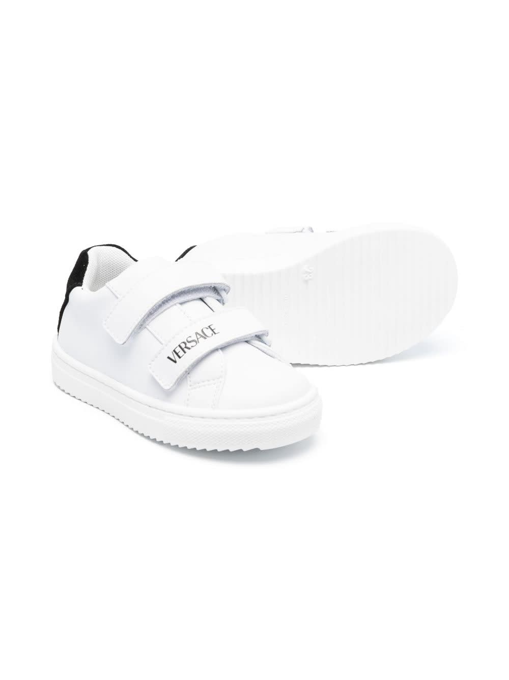 Shop Versace Sneakers Bianche In Pelle Bambino In Bianco