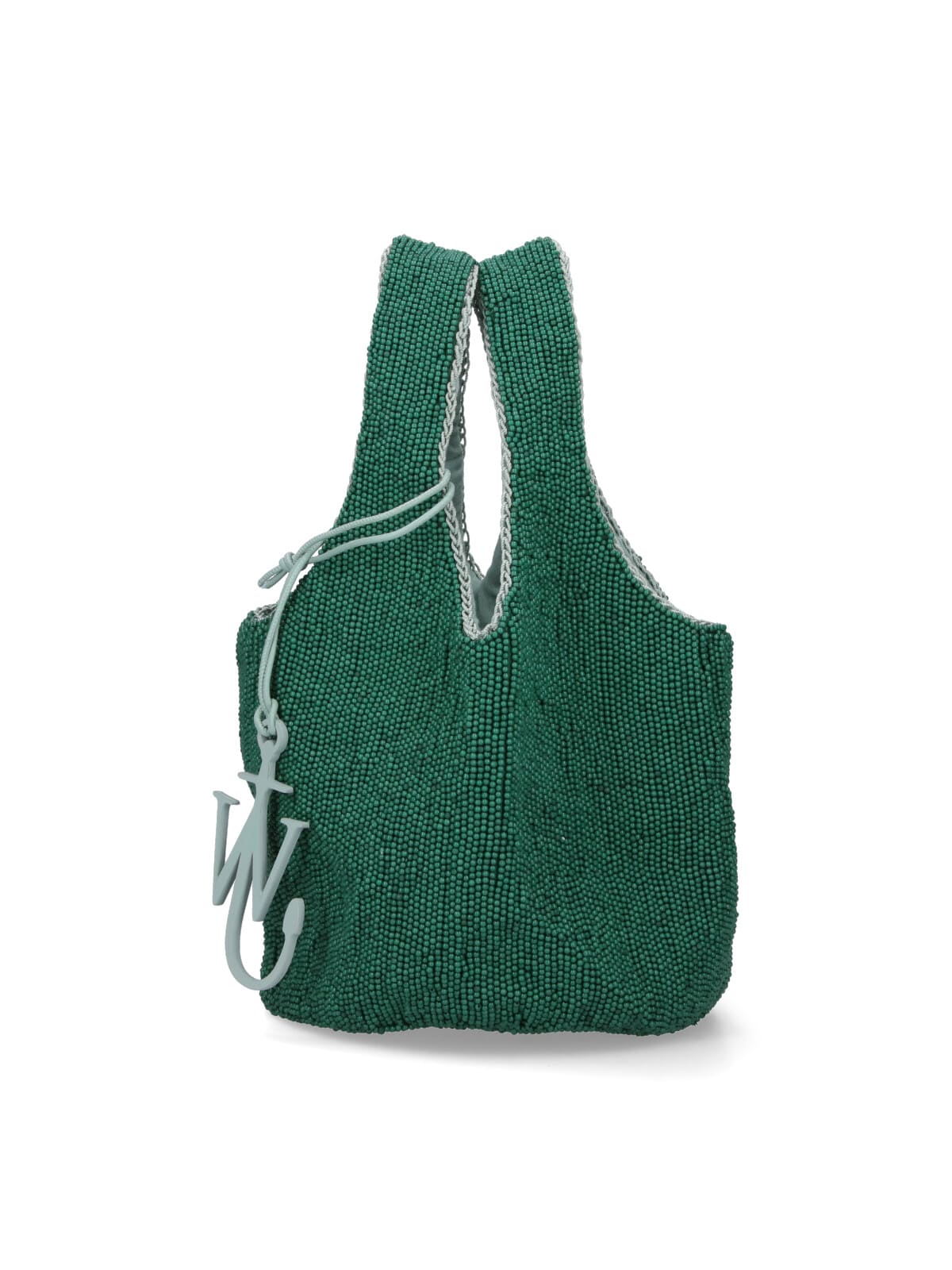 Jw Anderson Beaded Shoulder Bag Structured Shape In Green