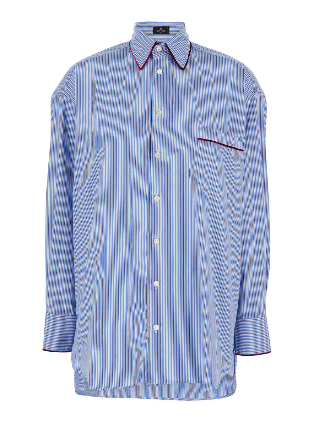 ETRO OVERSIZED LIGHT BLUE STRIPED SHIRT IN COTTON WOMAN 