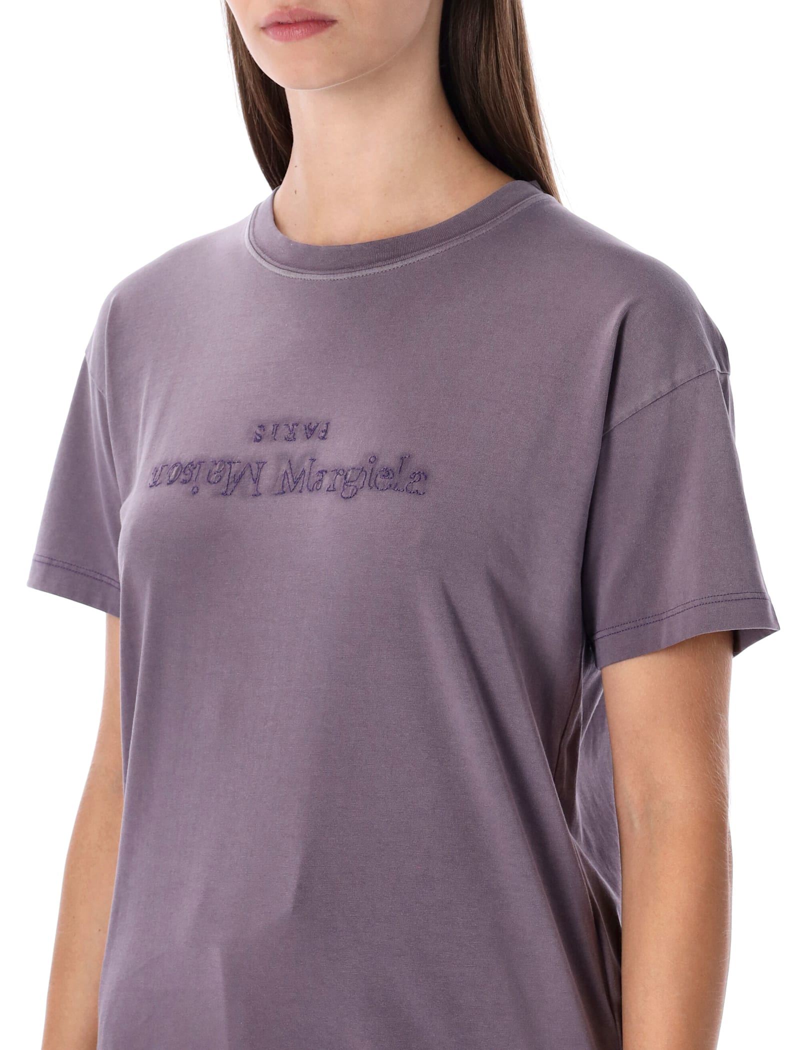 Maison Margiela Reverse Logo Cotton T-shirt In Purple