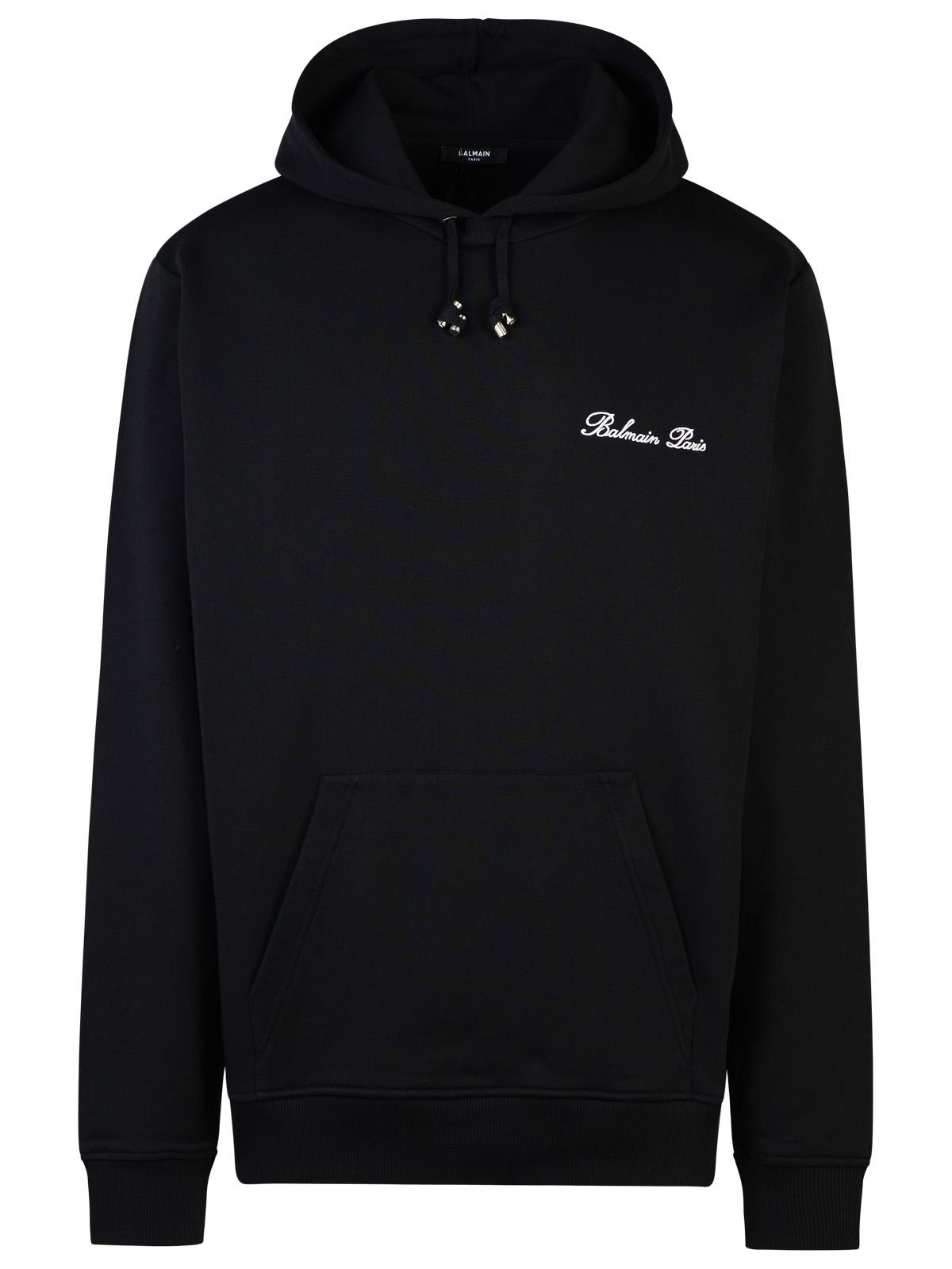 Shop Balmain Signature Black Cotton Sweatshirt