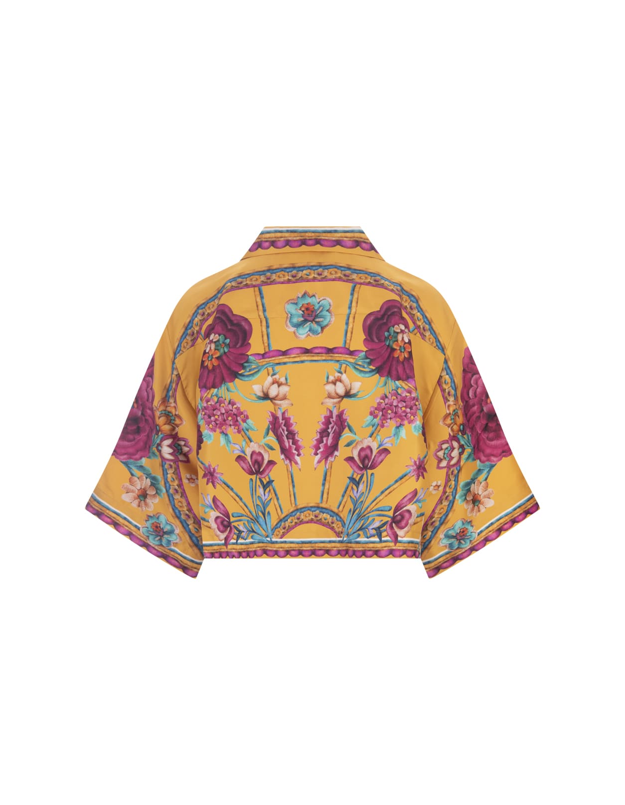 Shop La Doublej Zodiac Placée Marigold Short Shirt In Silk Twill In Multicolour