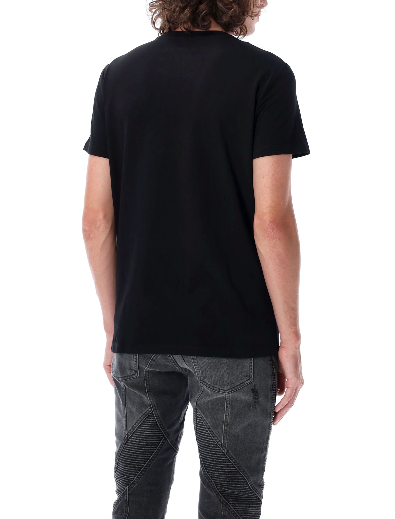 Shop Balmain Silver Small Logo T-shirt In Nero Silver