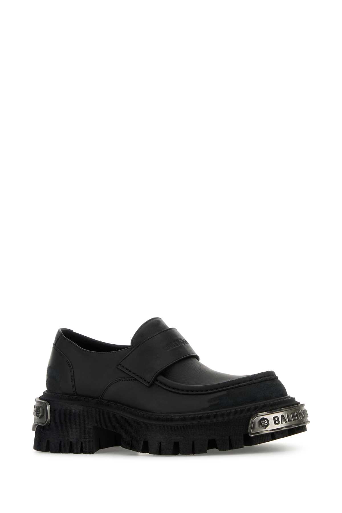 BALENCIAGA BLACK LEATHER TRACTOR LOAFERS