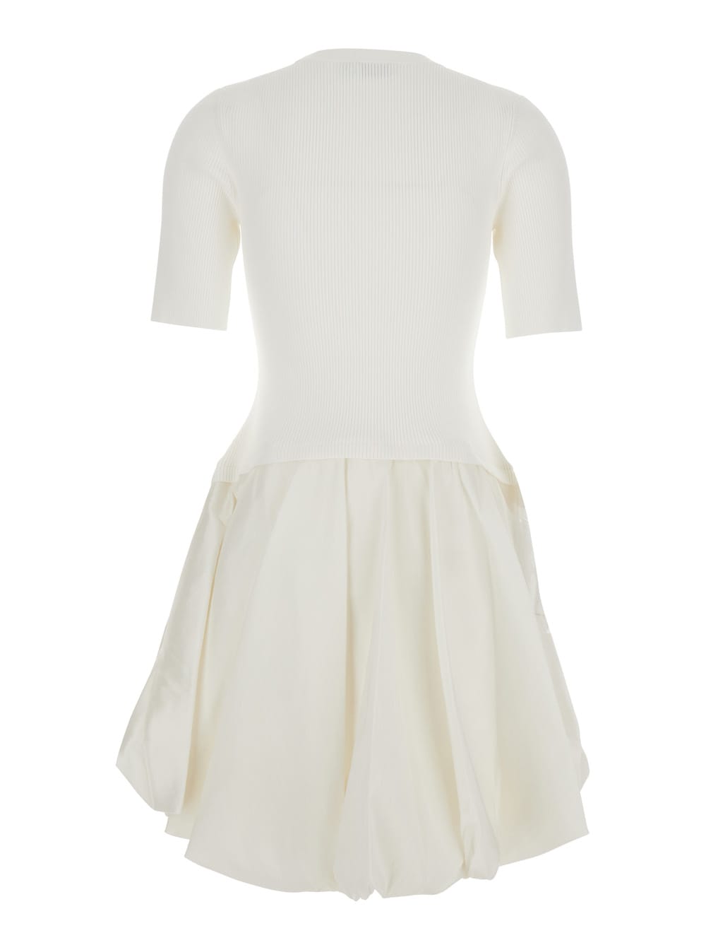 Simkhai Kenny Ribbed-knit And Pleated Taffeta Mini Dress In White