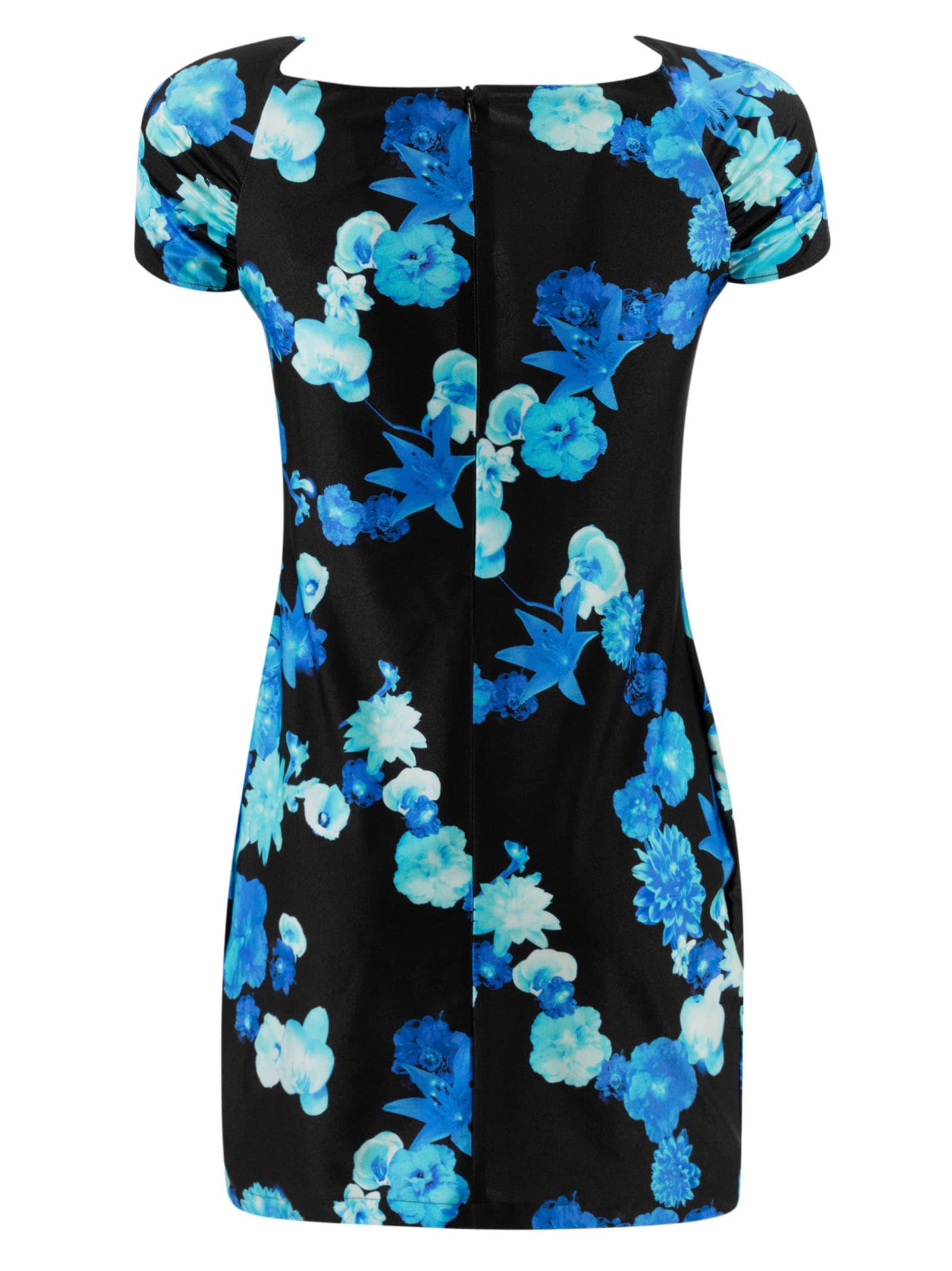 Shop Coperni Cut-out Jersey Dress In Blue/black