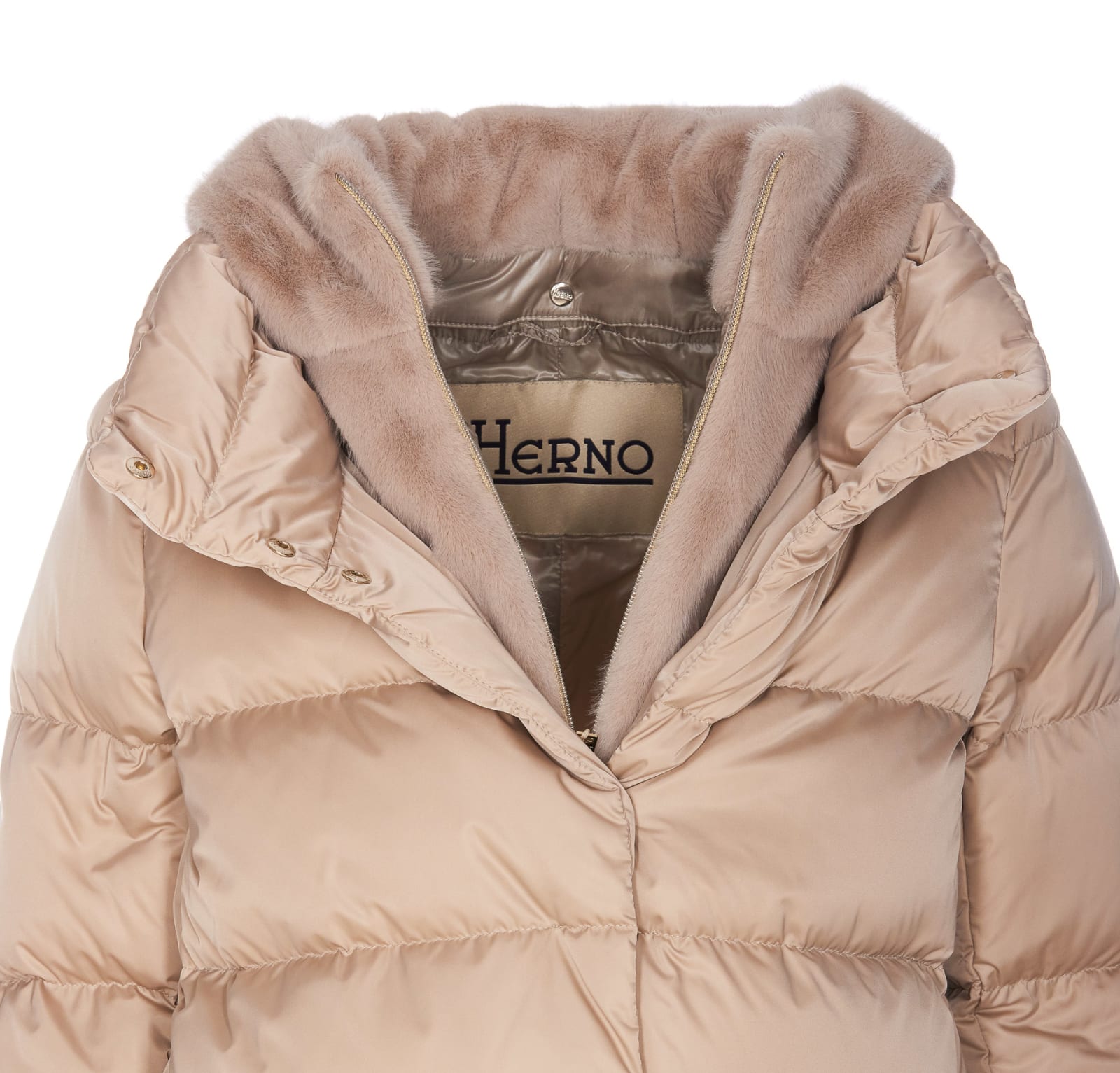 Herno A-shape Satin Down Jacket In Neutral