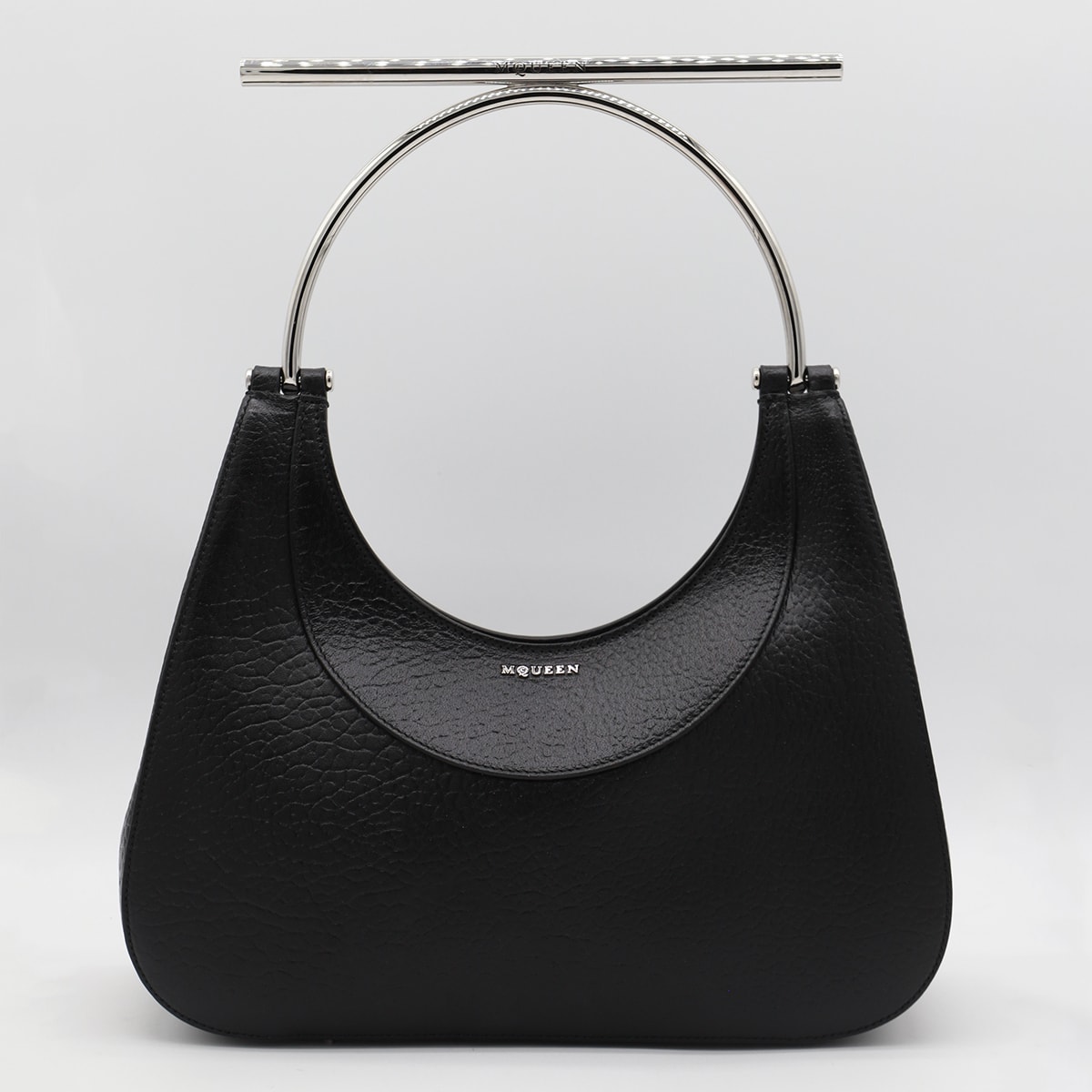 Shop Alexander Mcqueen Black Leather Cross-bar Top Handle Bag