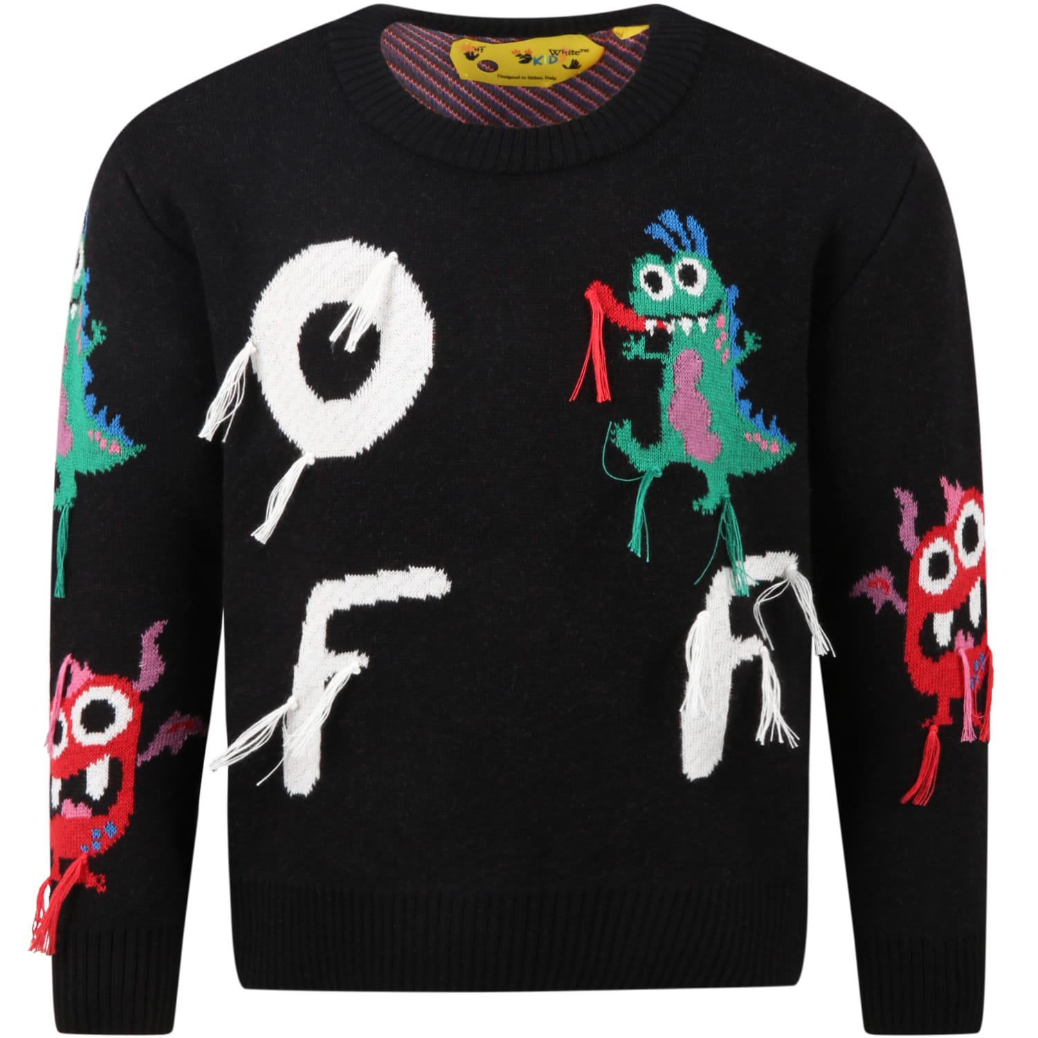 Off-White Black Sweater For Boy With Monster