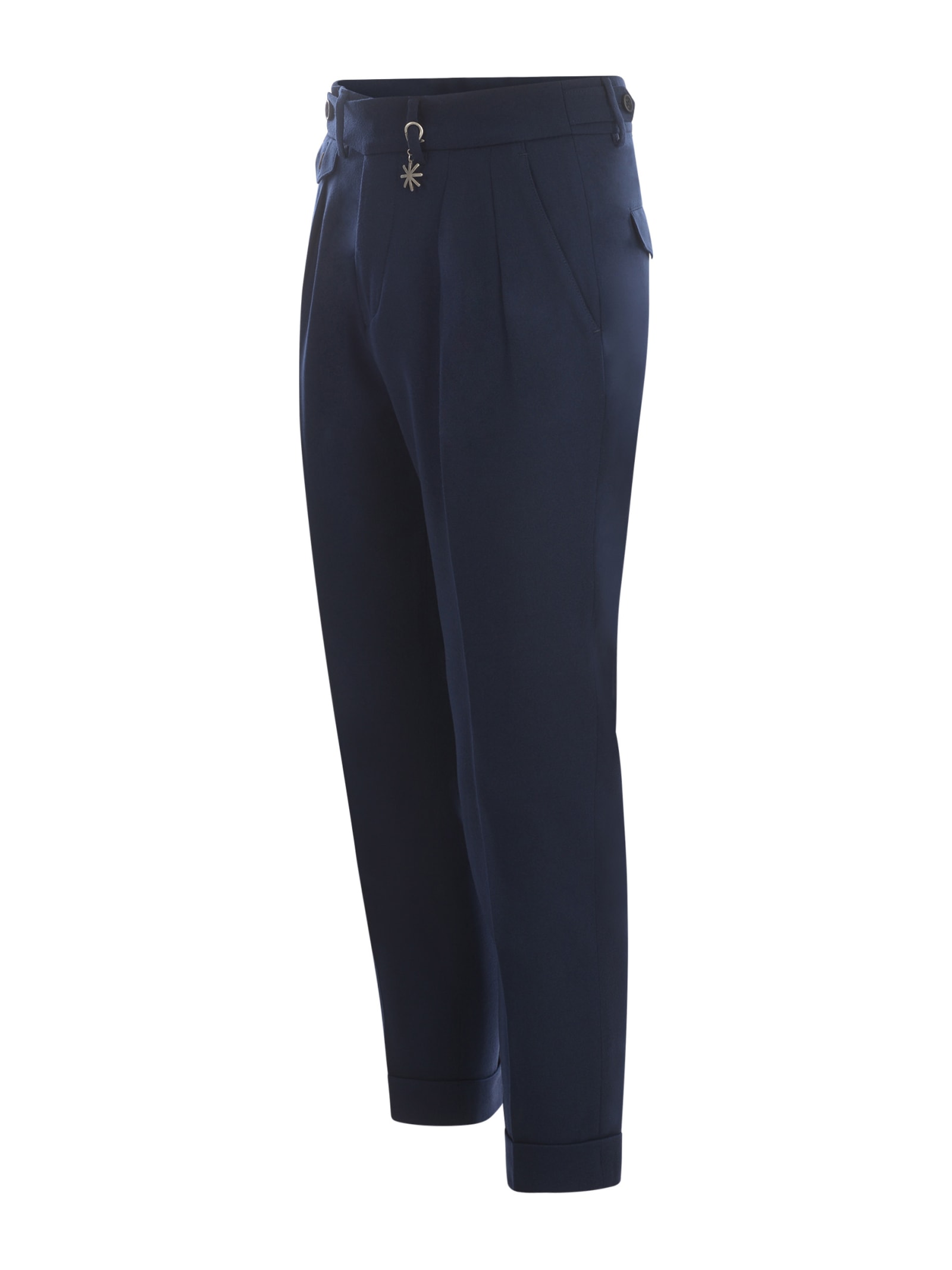 Shop Manuel Ritz Trousers  In Virgin Wool In Blue