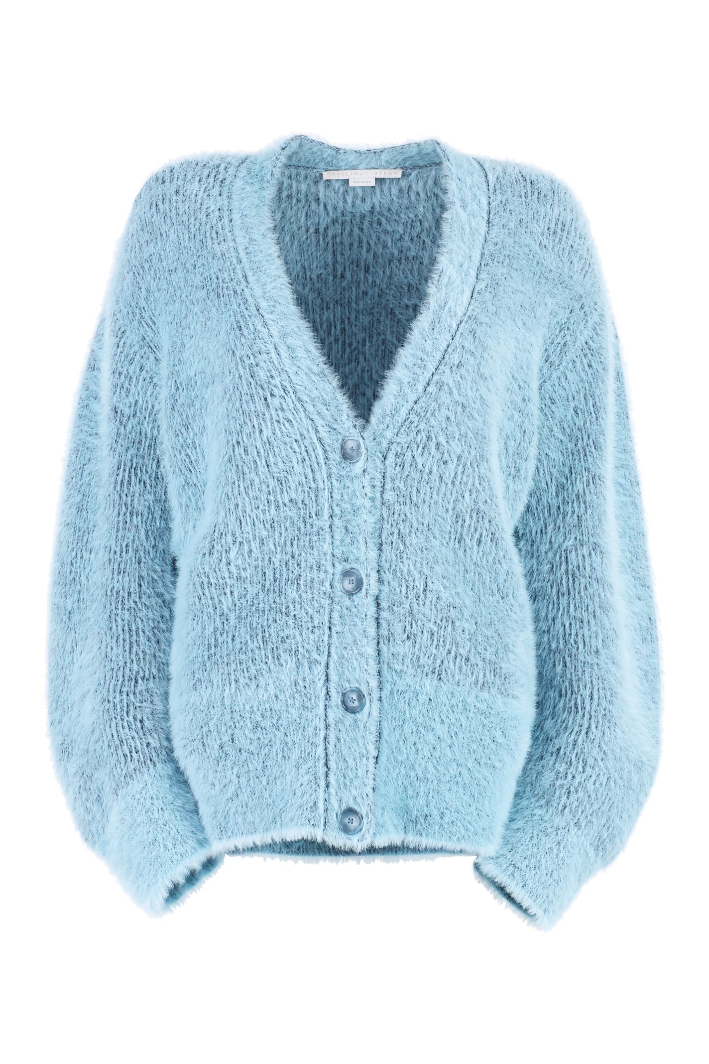 Shop Stella Mccartney Wool Blend Knit Cardigan In Light Blue