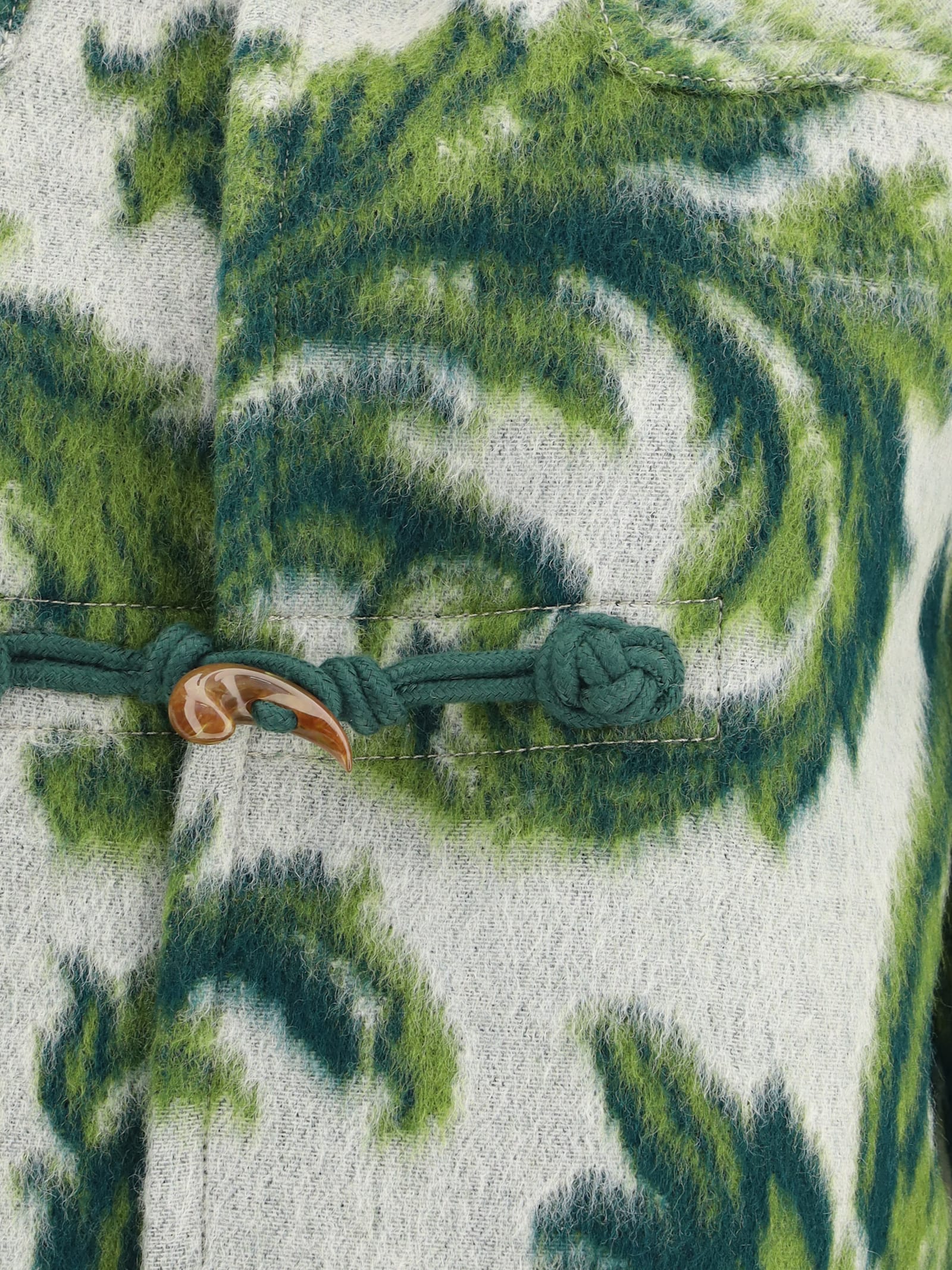 Etro Carded Wool Jacket Puffer Jackets Green In Green