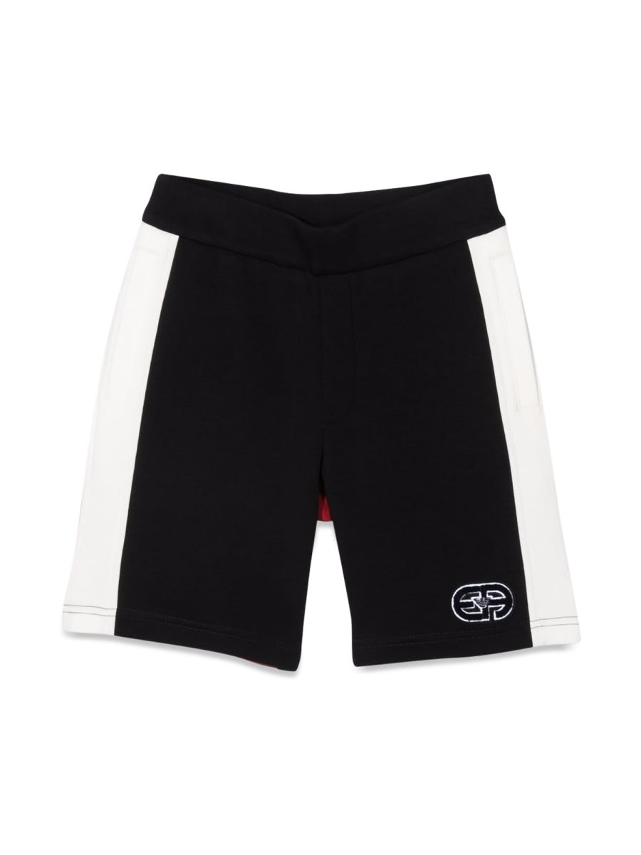 Emporio Armani Colourblock Logo-patch Shorts In Multicolour