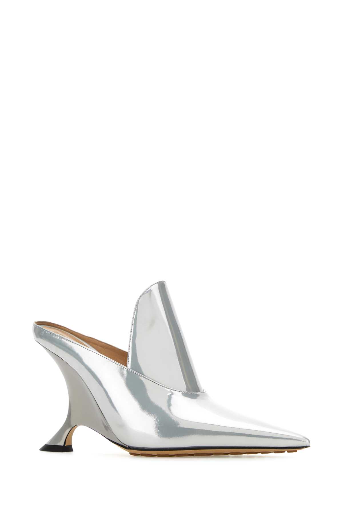 Bottega Veneta Rocket Mules In Silver Leather In White