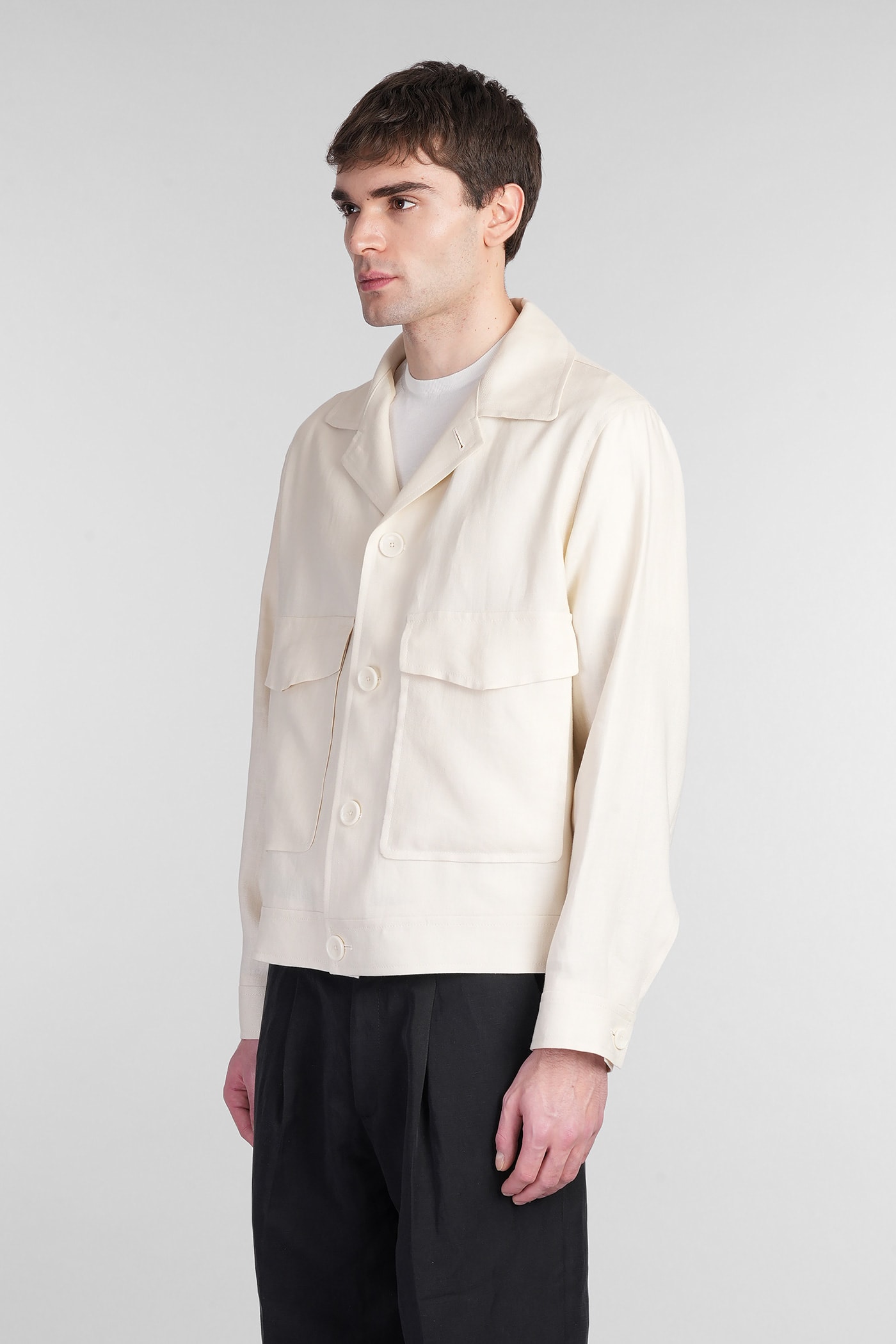 Tagliatore Amir Casual Jacket In Beige Linen In Beige