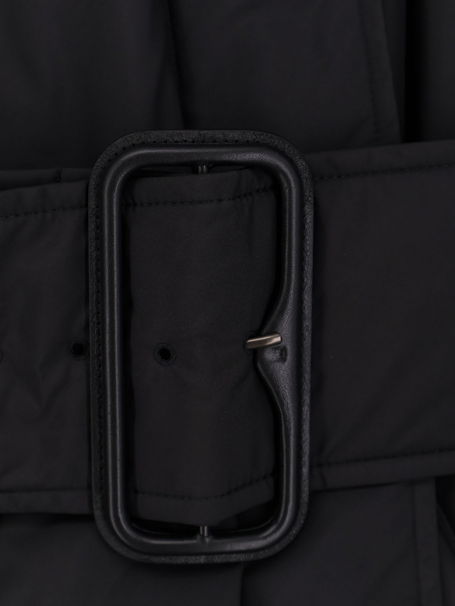 Burberry Belted Long Jacket And Pockets In Black