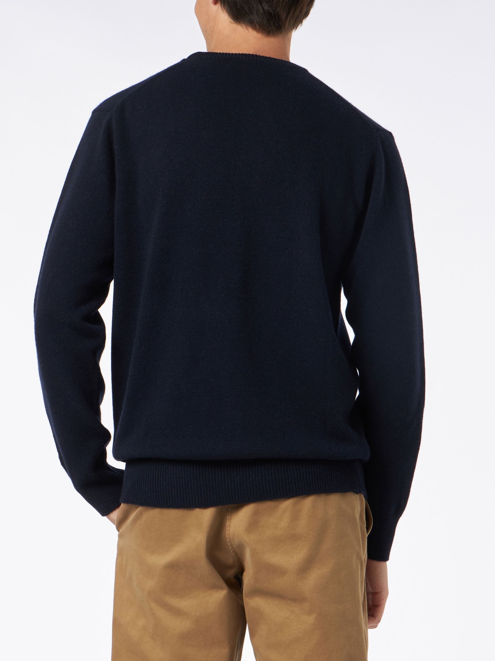 Mc2 Saint Barth Man Crewneck Sweater With St. Barth Padel Club Jacquard Print In Blue