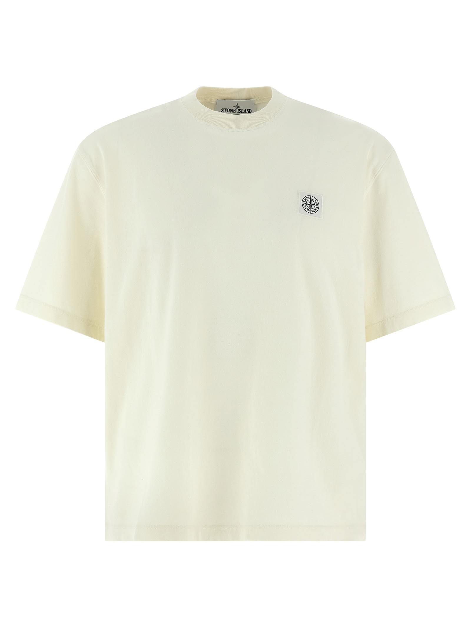 Stone Island Embroidered Cotton Jersey T-shirt In Green