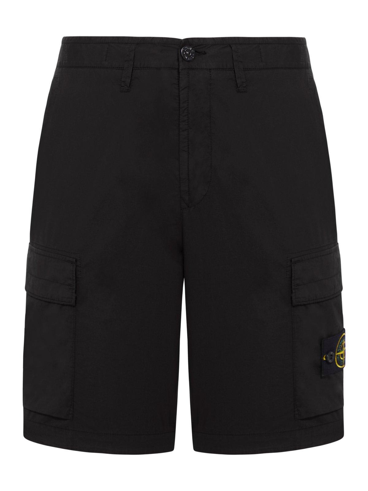 Shop Stone Island Logo Patch Shorts Shorts In Nero