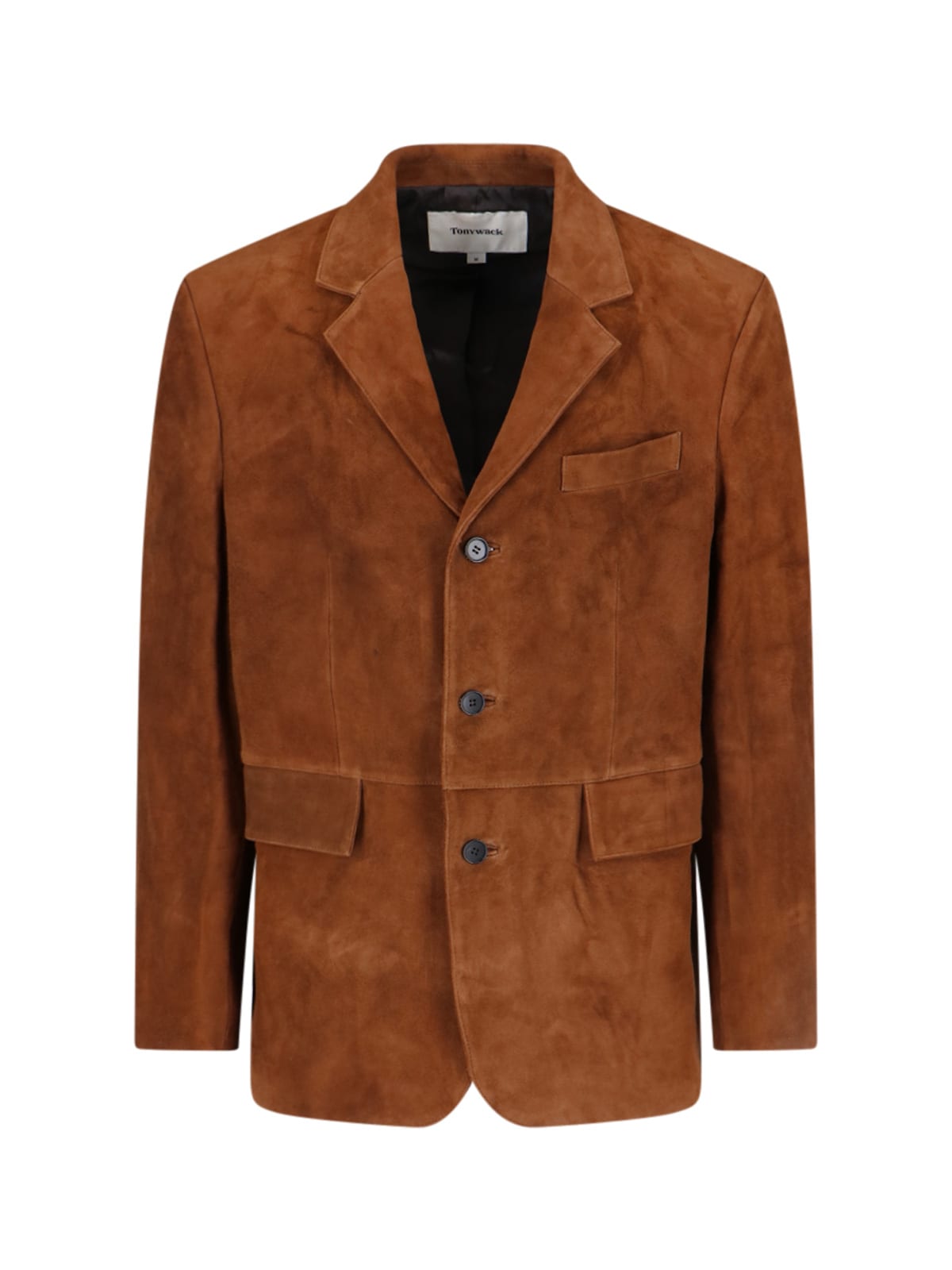 Shop Tonywack Single-breasted Suede Jacket In Brown