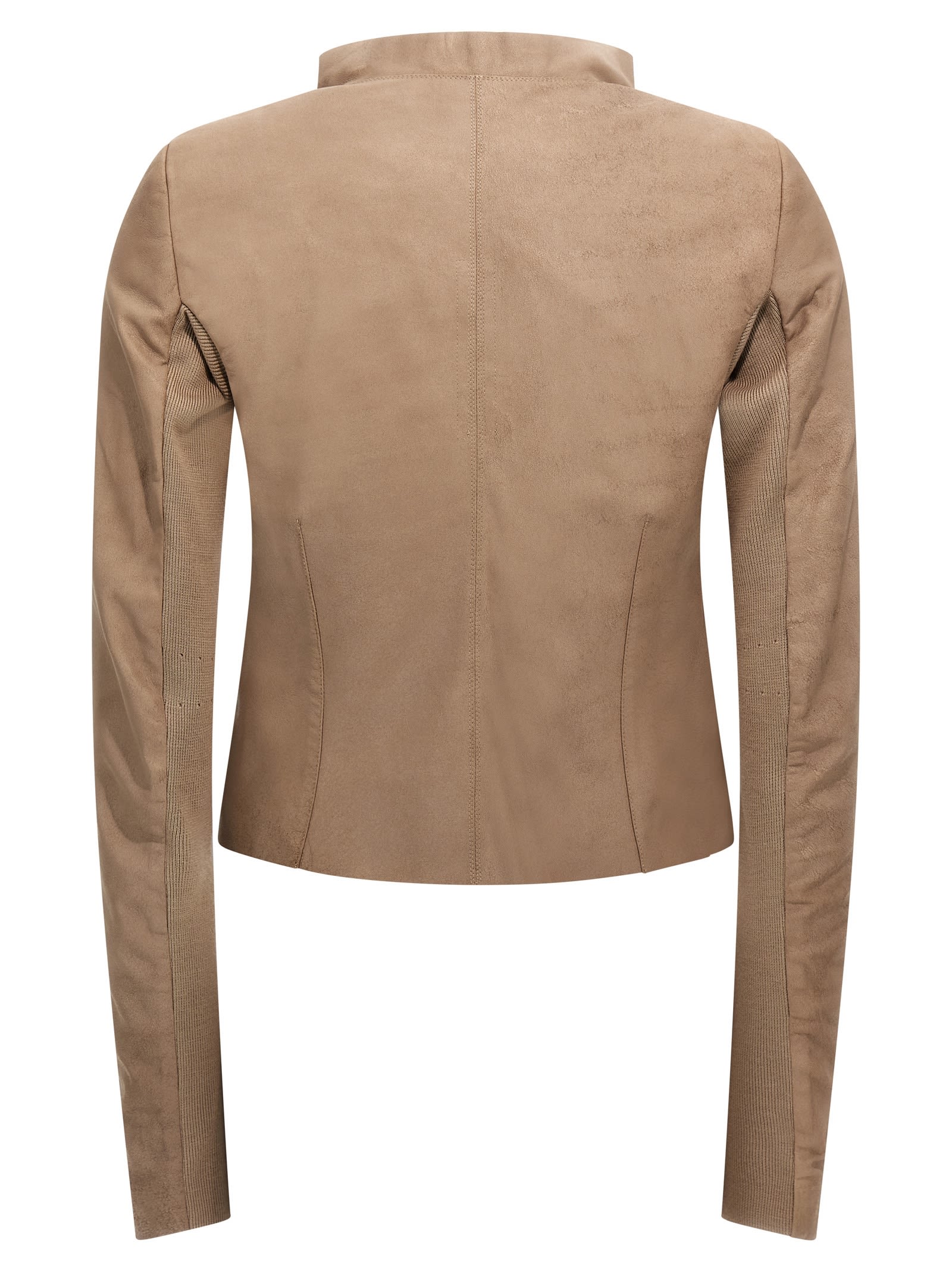 Rick Owens Low Neck Biker Casual Jackets And Parka Pink In Neutral