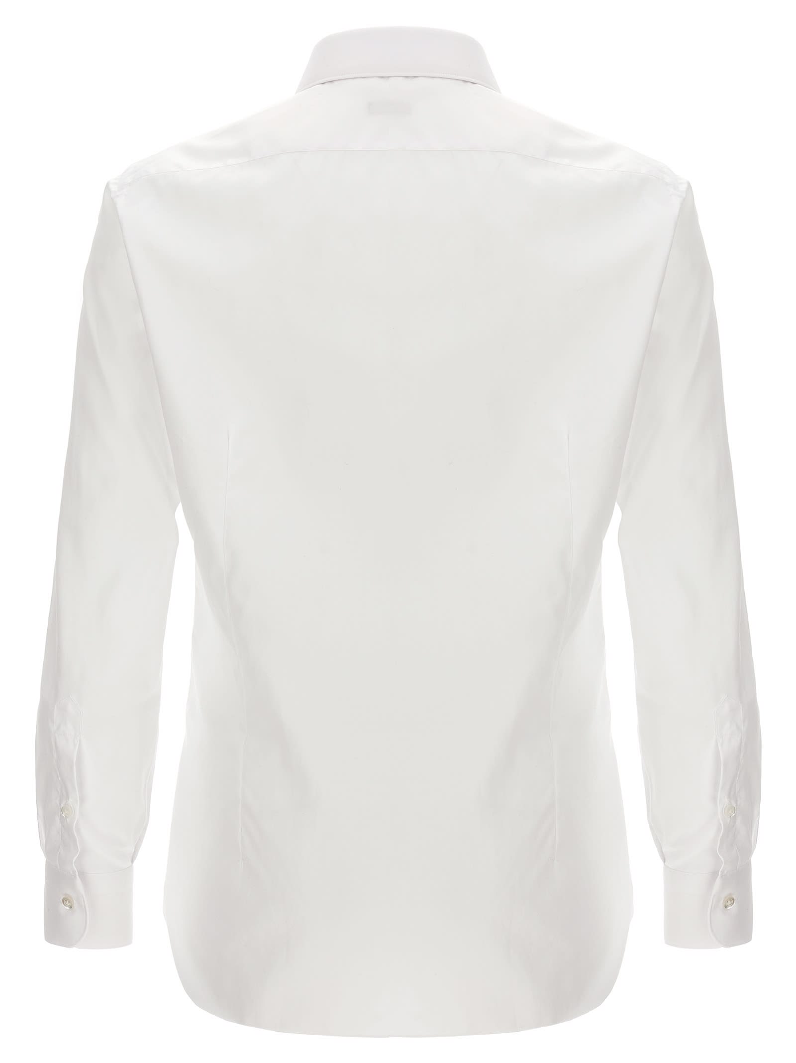 Shop Barba Napoli Textured Cotton Shirt In White