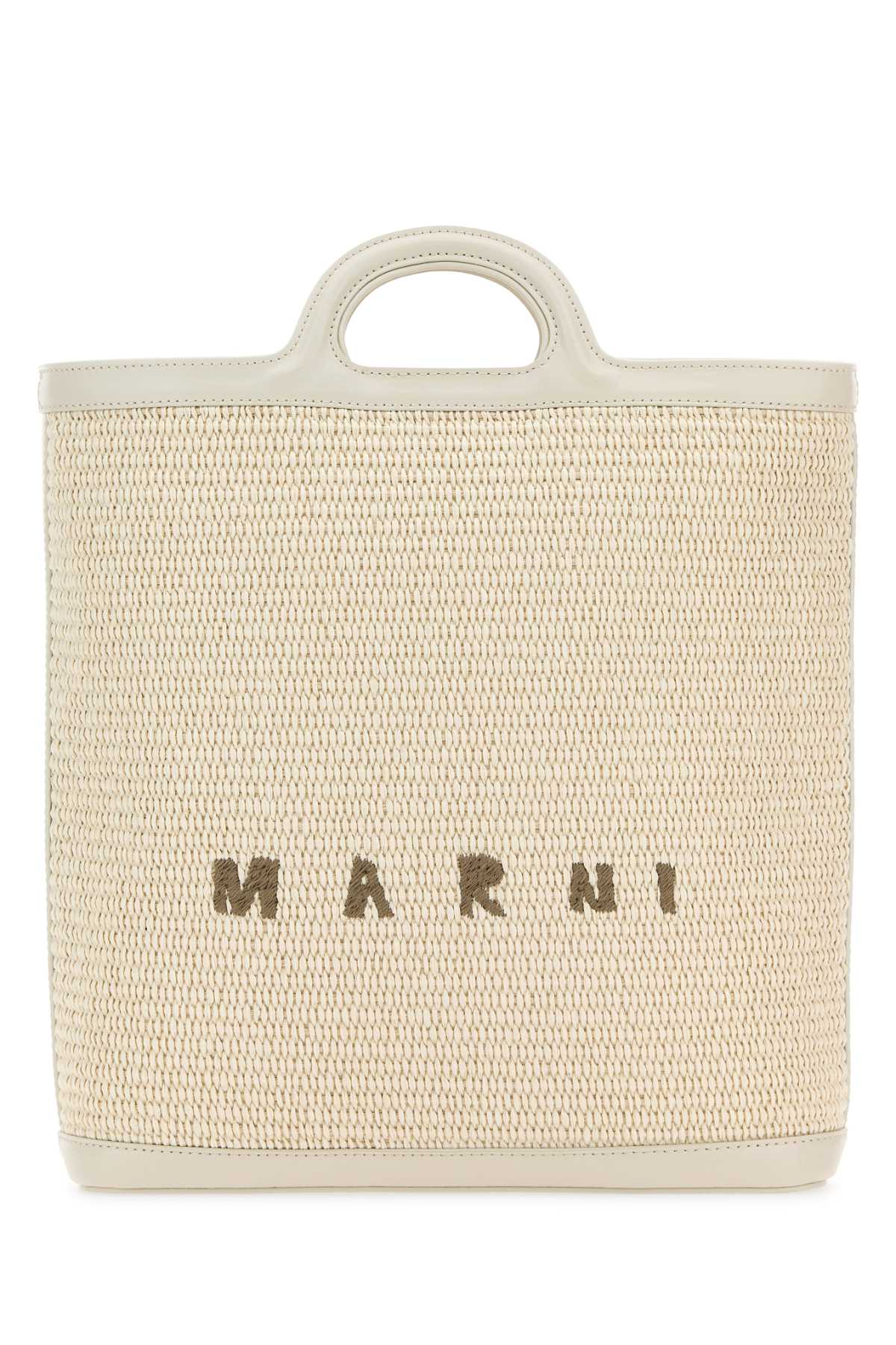 Shop Marni Ivory Raffia And Leather Tropicalia Bucket Bag In Shell