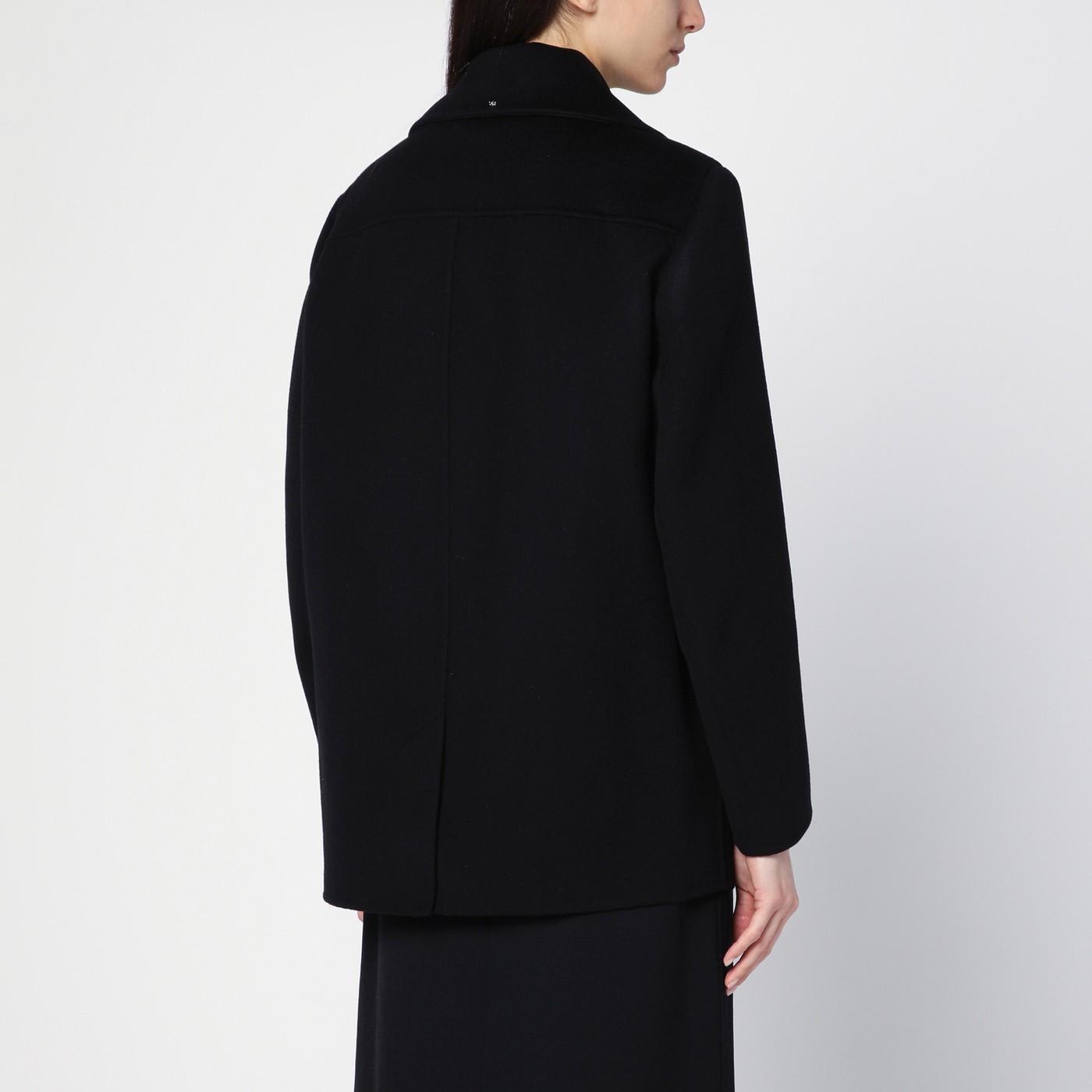 Shop Sportmax Black Double-breasted Wool Short Coat