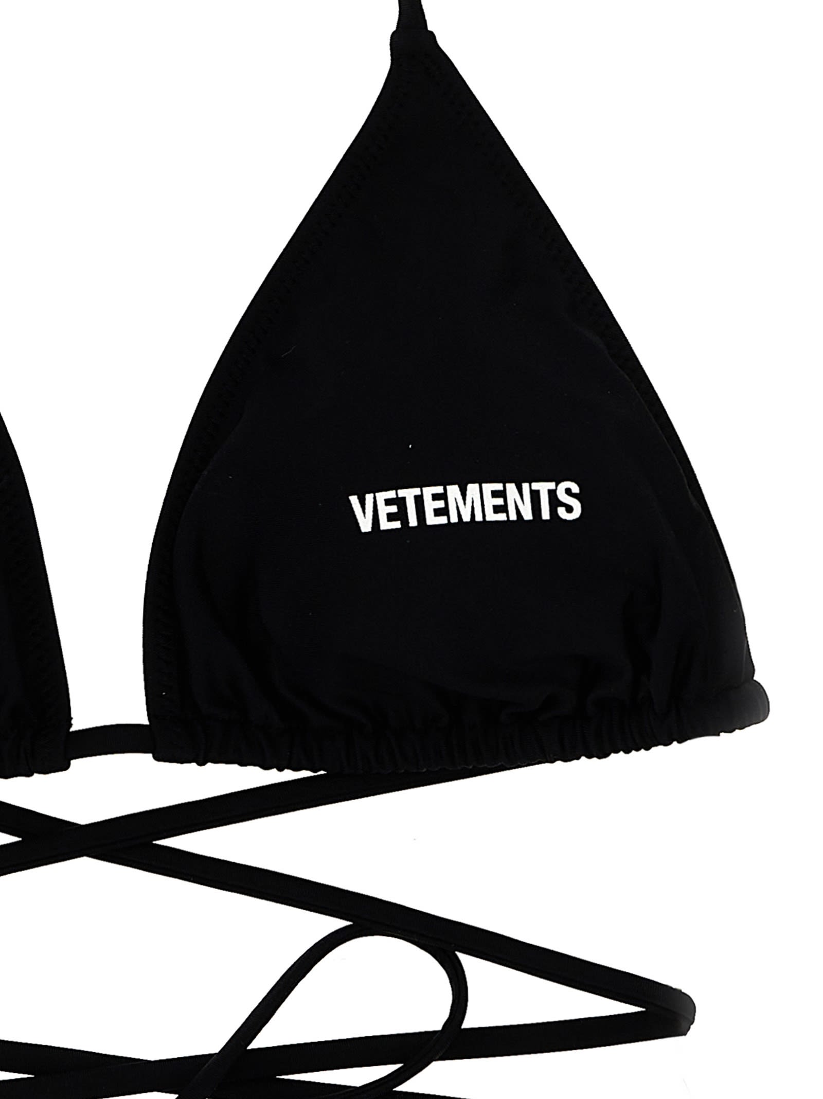 Shop Vetements Logo Bikini Top In Black