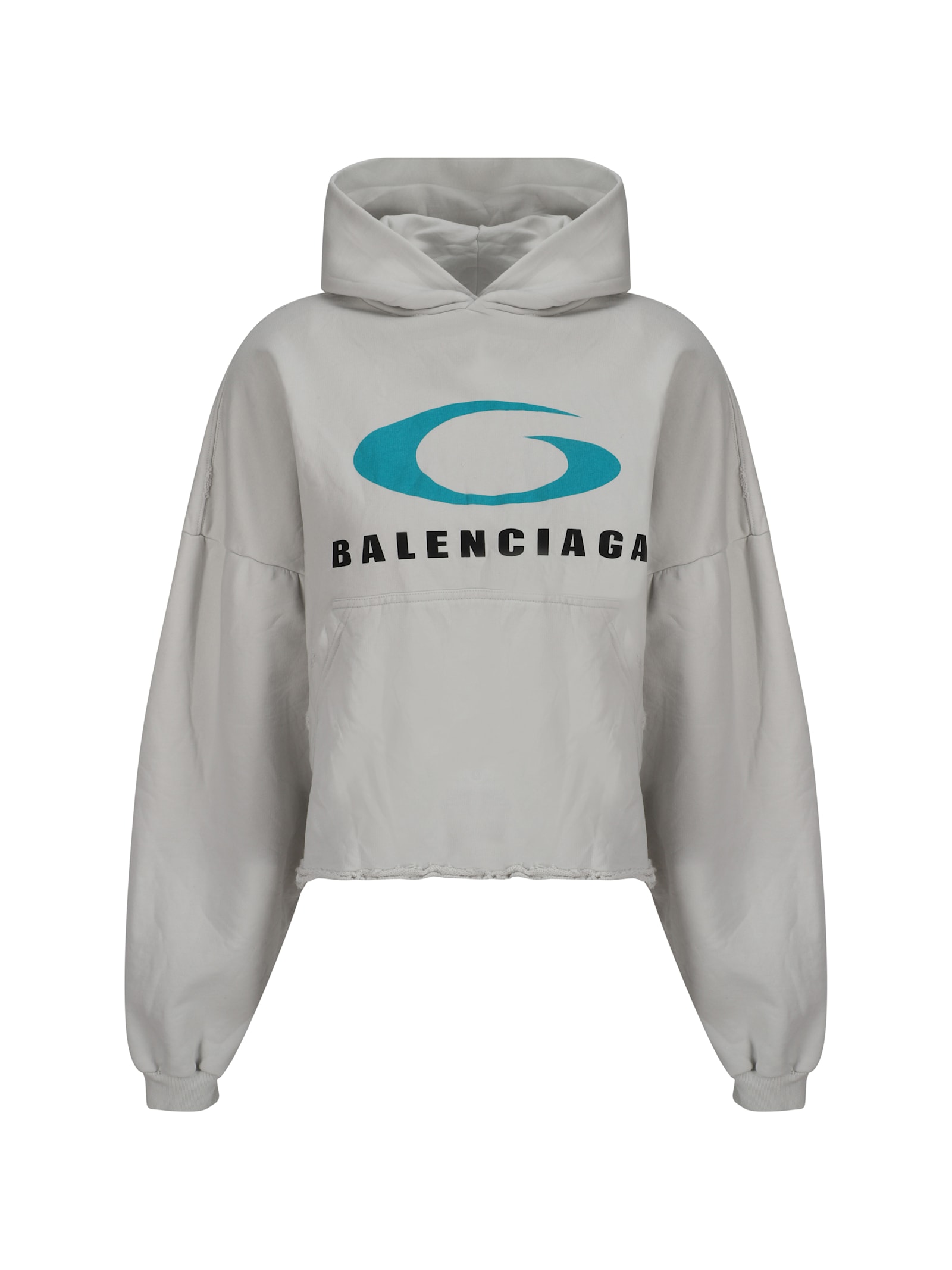 Shop Balenciaga Hoodie In Dirty White/blue