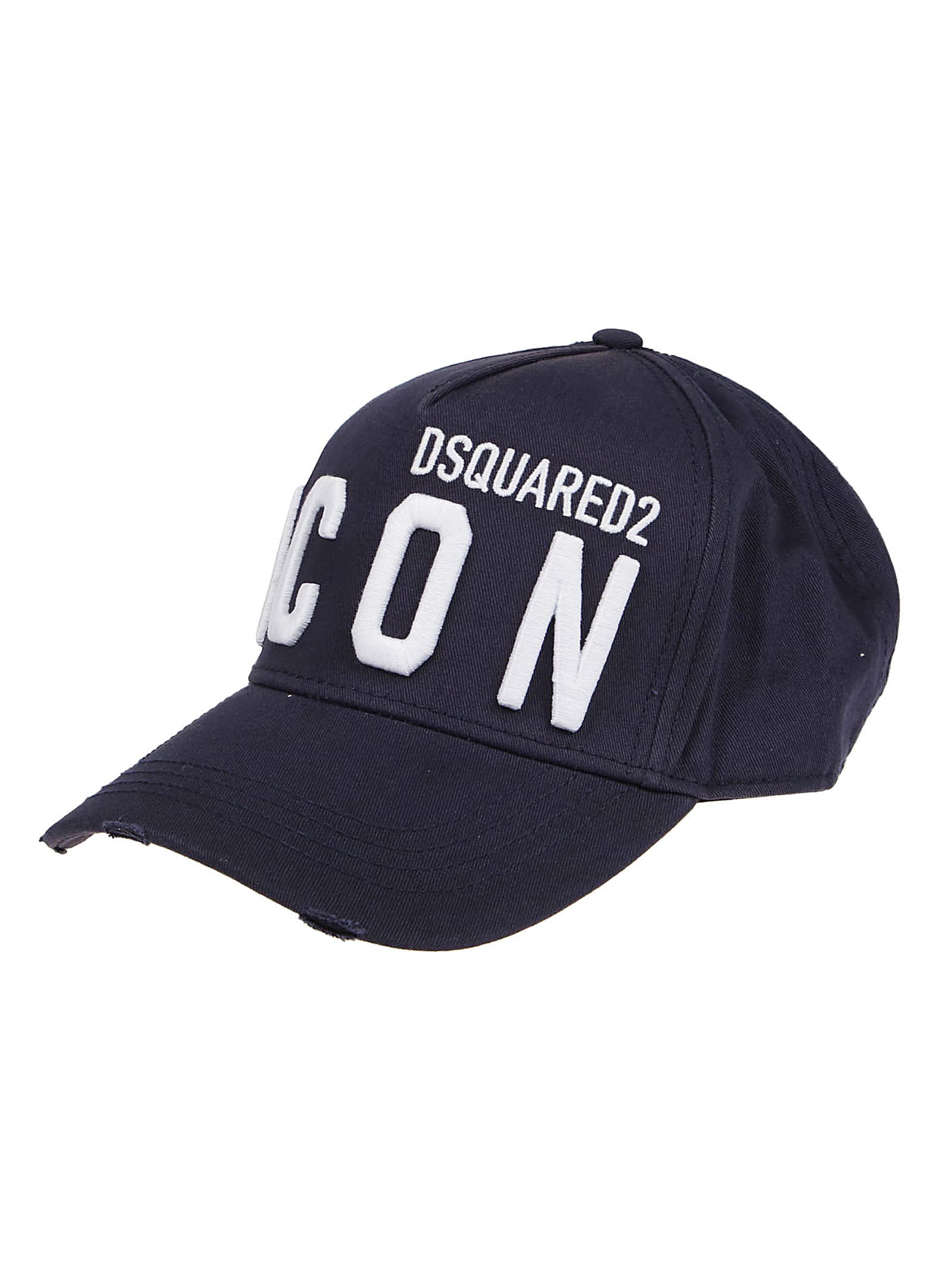 Shop Dsquared2 Be Icon Baseball Cap In Navy/bianco