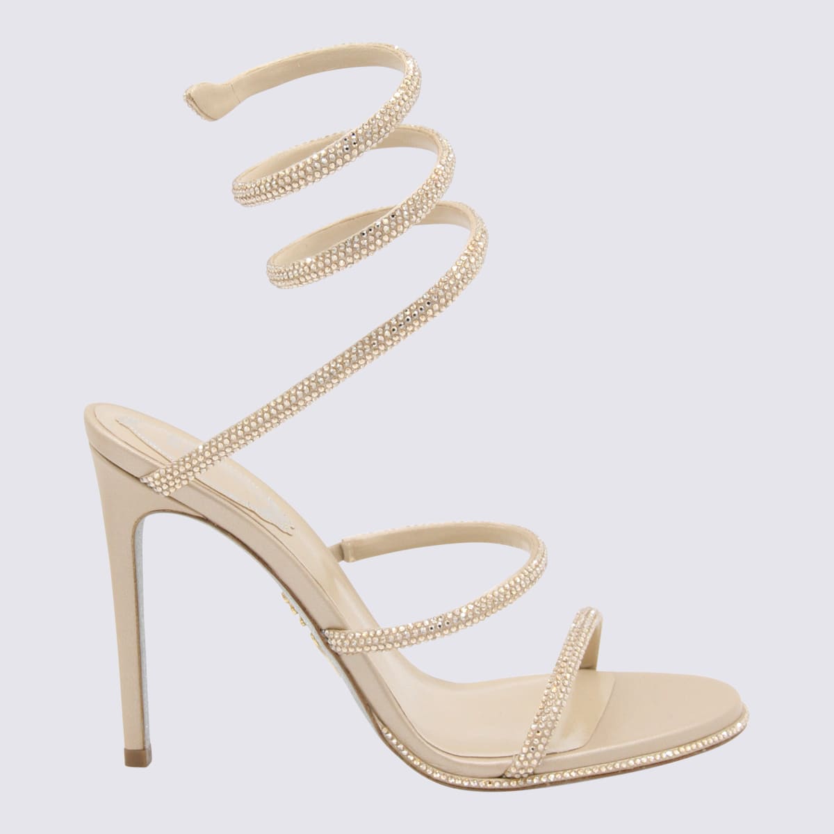 Shop René Caovilla Beige Cleo Sandals In Golden