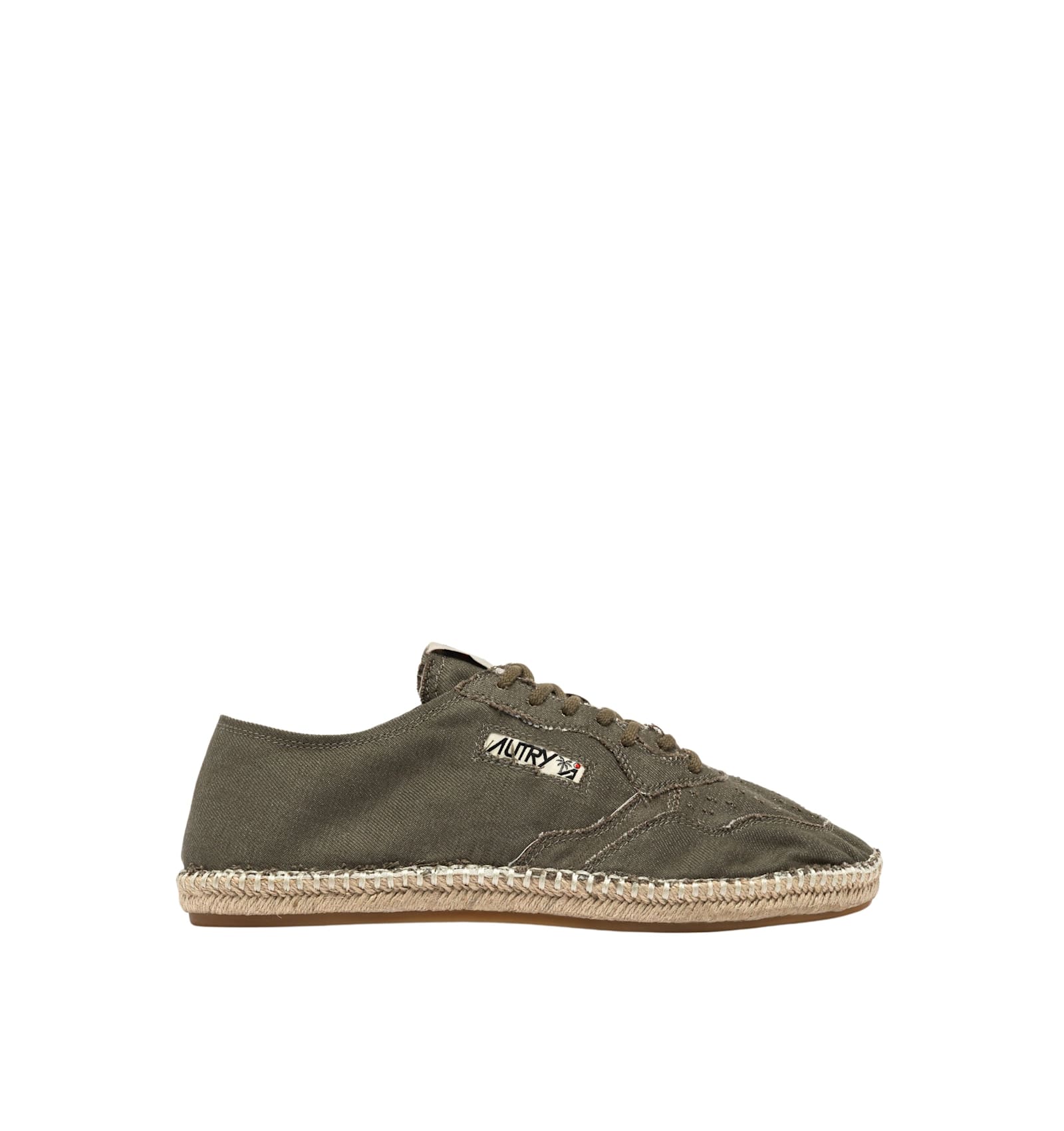 Autry Woven Jute Sole Flat Shoes With Lace-up Closure In Multi