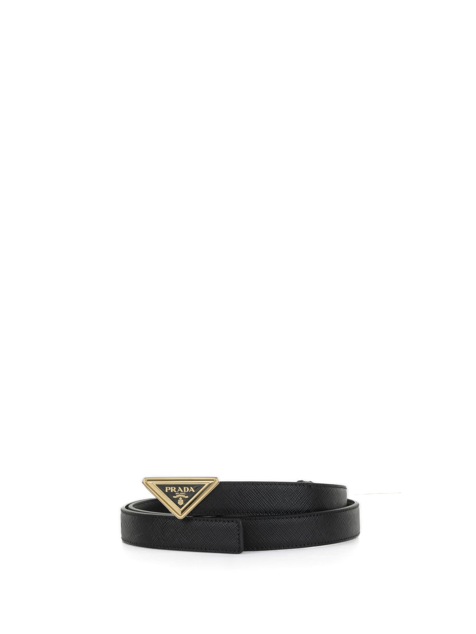 Prada Belt With Triangle Logo In Nero