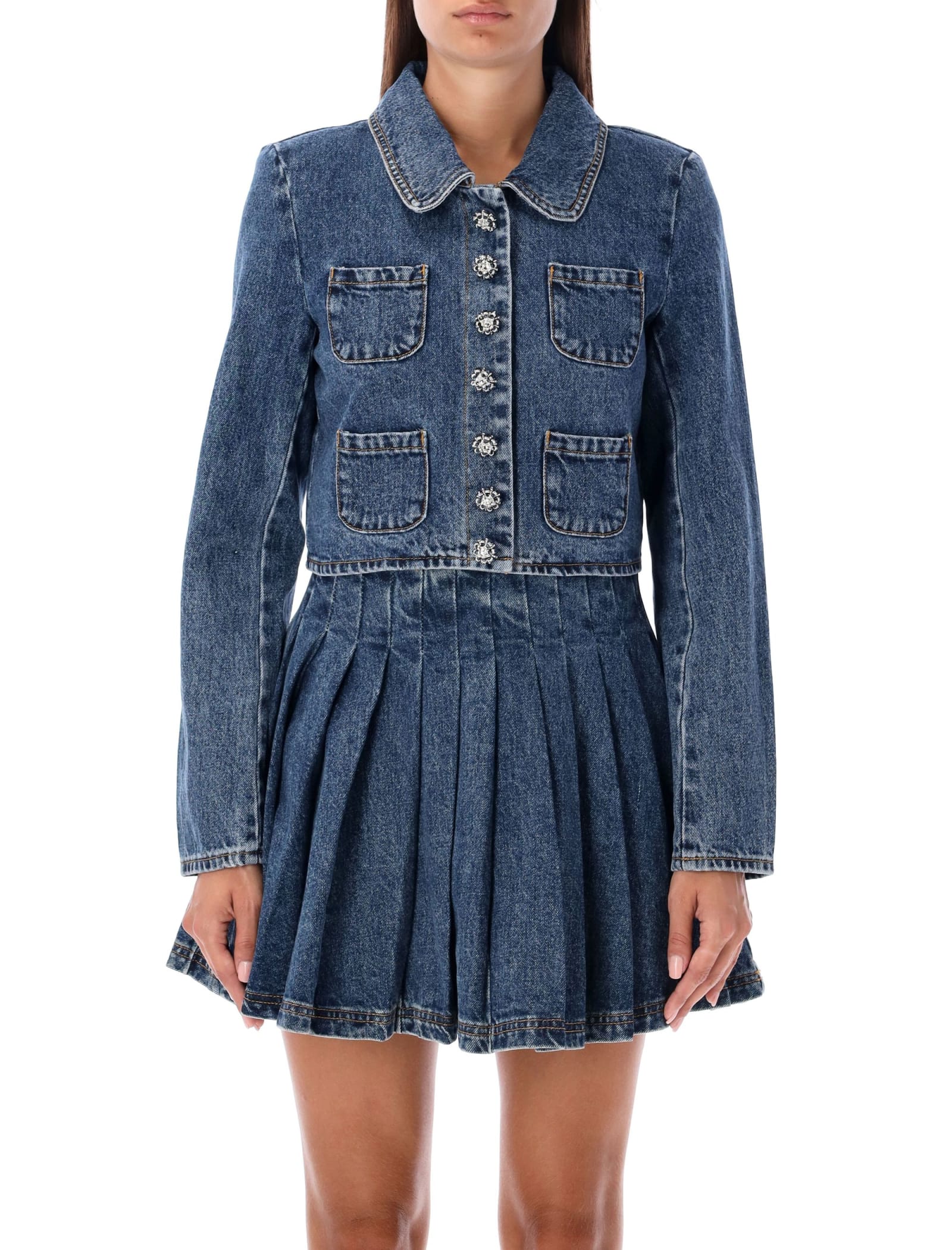 self-portrait Denim Jacket Strass