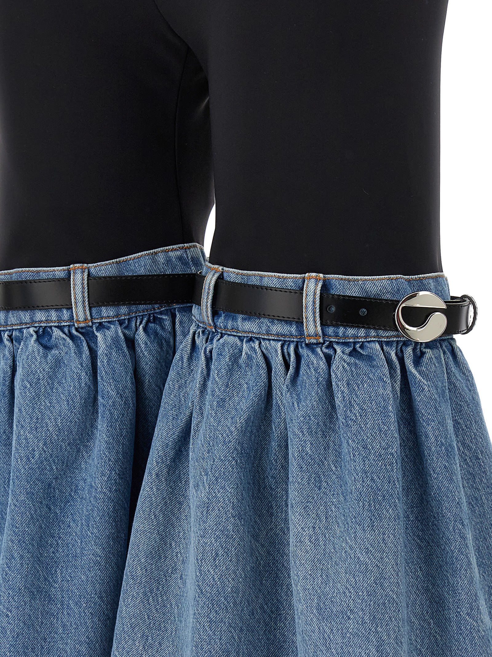 Shop Coperni Hybrid Denim Flare Pants In Multicolor