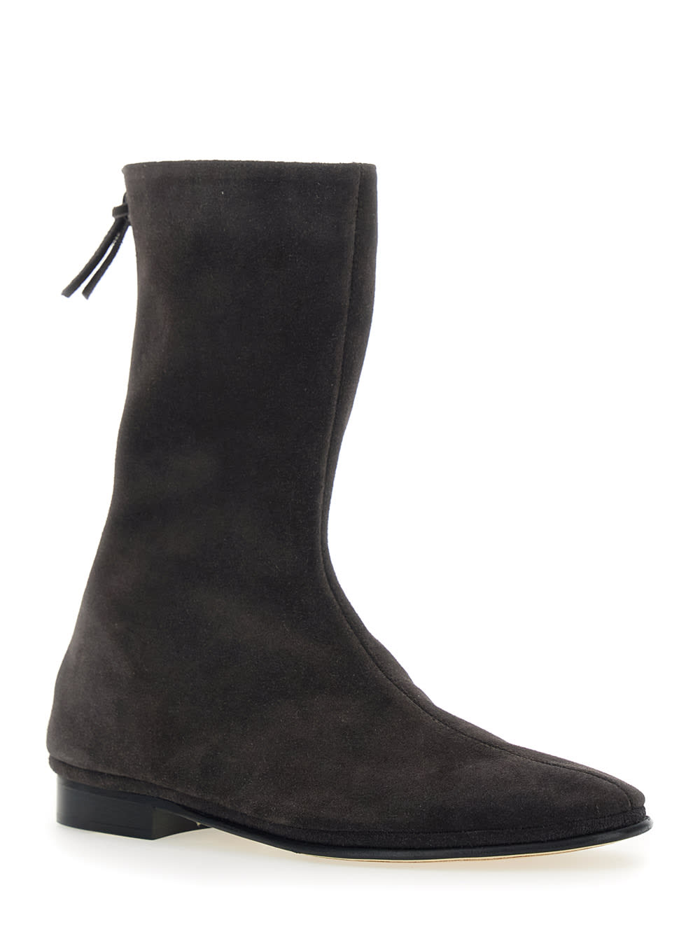 Alberta Ferretti Brown Ankle Boots With Zip On The Back In Suede Woman In Brown