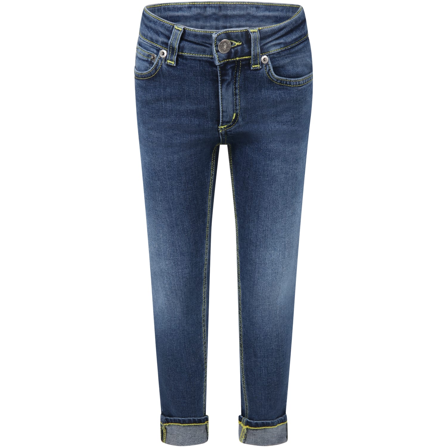 Dondup Blue Jeans For Girl With White Logo