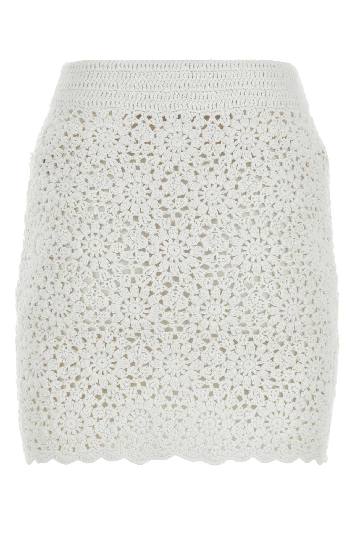 Mc2 Saint Barth White Crochet Mini Skirt In 01