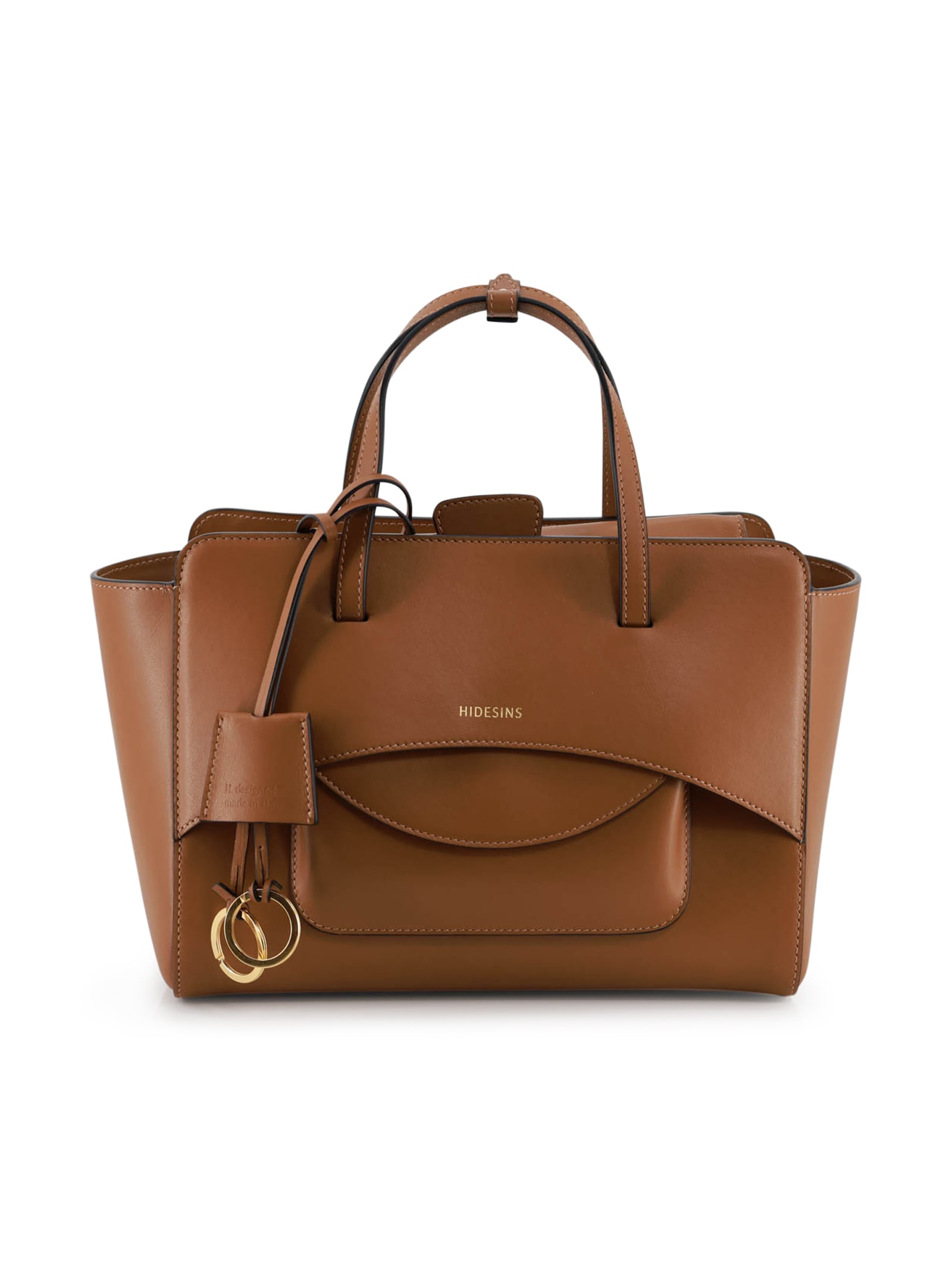 Hidesins Brown Handbag With Adjustable And Removable Shoulder Strap And Logo Lettering On The Front In Leathe In Brown