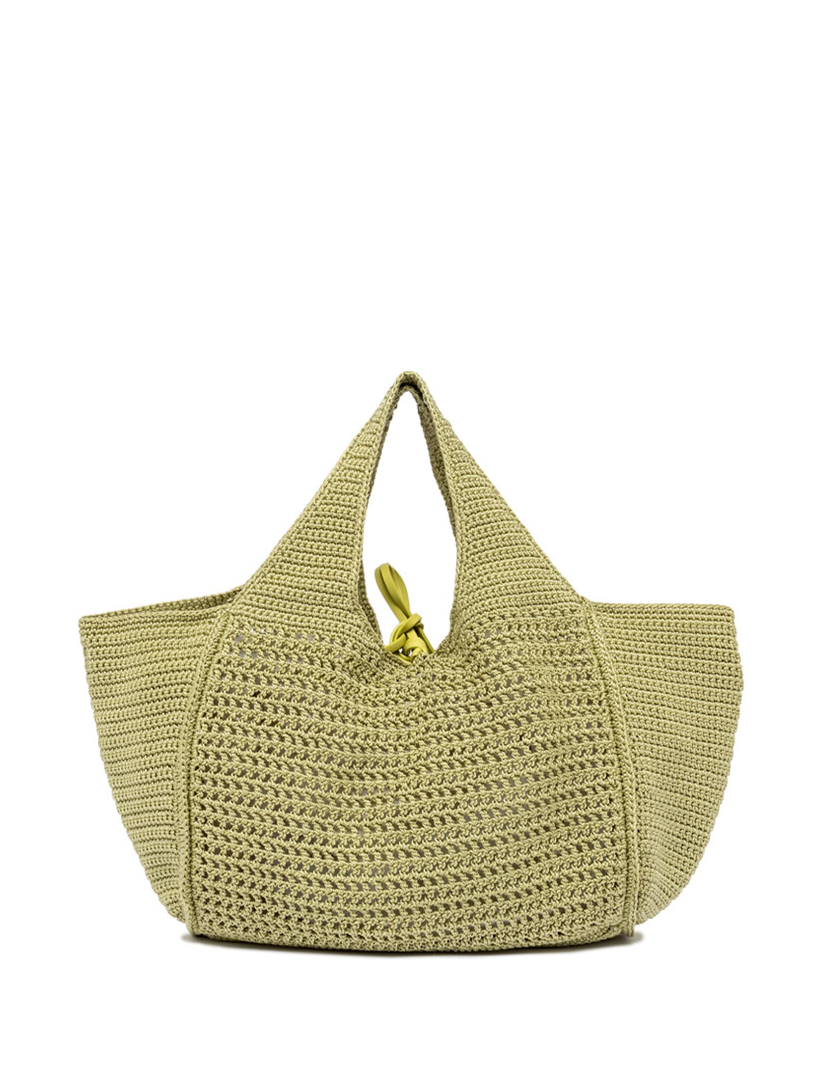 Shop Gianni Chiarini Yellow Euforia Shopping Bag In Crochet Fabric In Sunny Light
